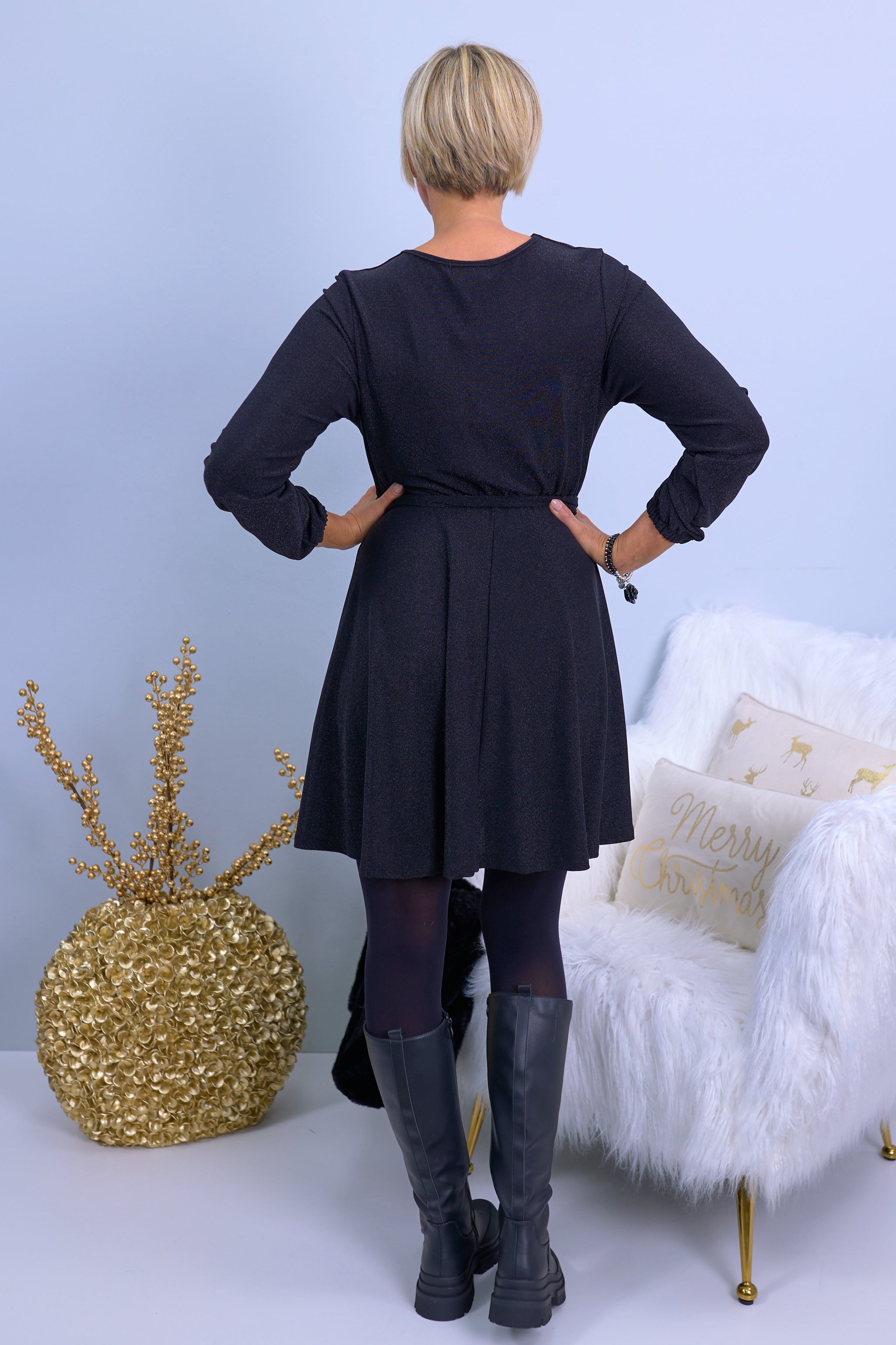 Dress with glitter, black