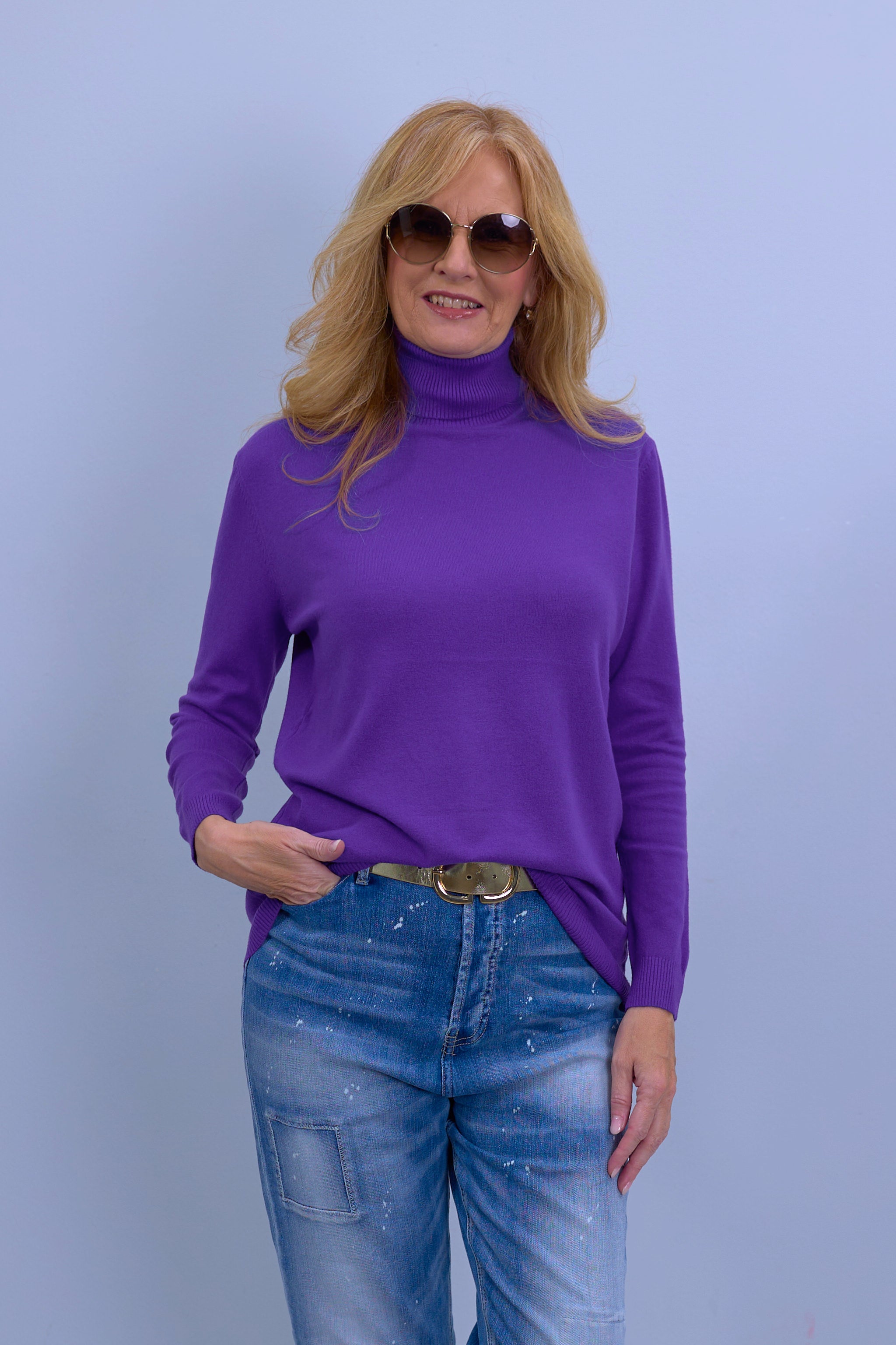 Rollkragen Pullover "Senora", dunkel lila