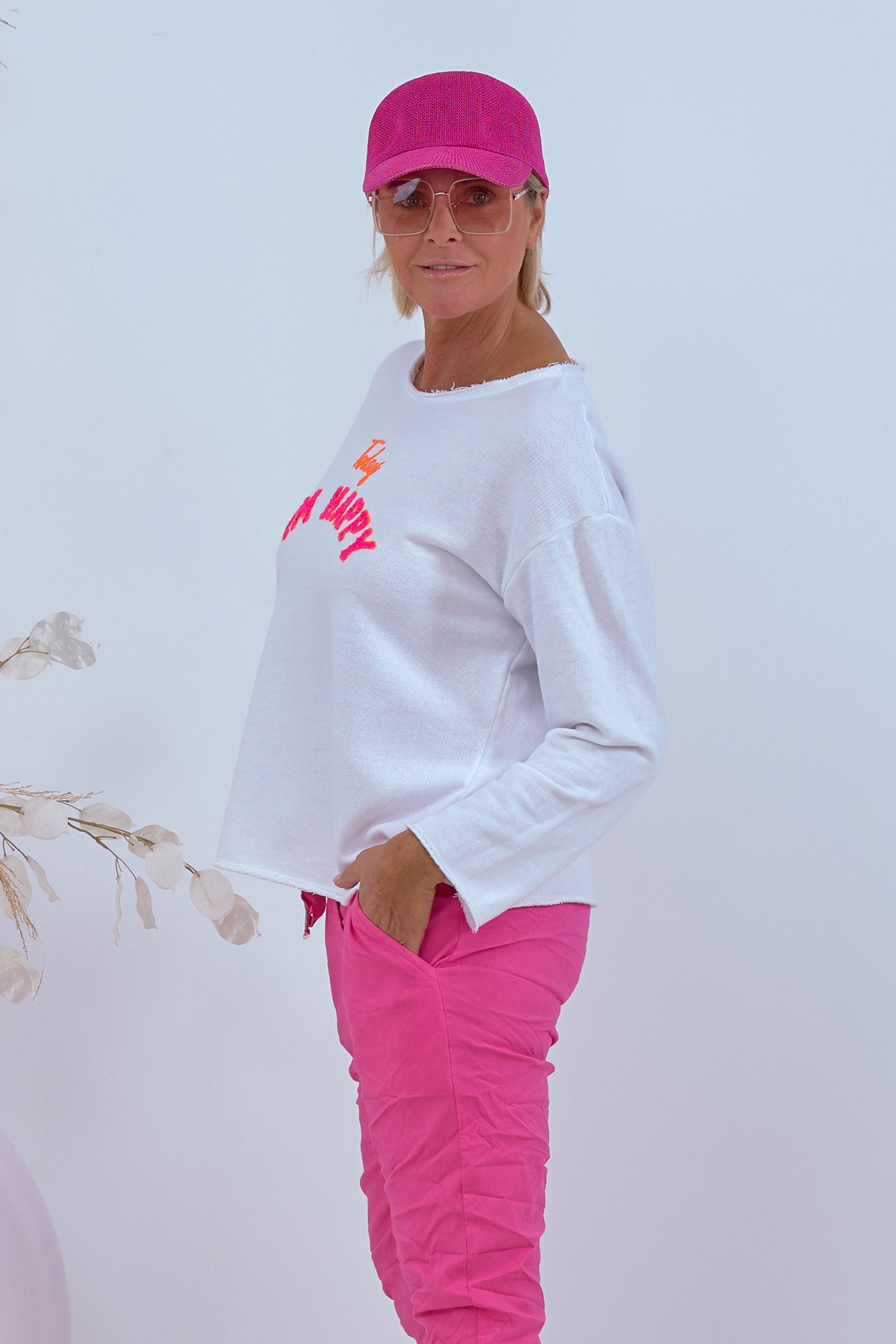 Damen Sweatshirt mit Flock in weiß von Trends & Lifestyle Deutschland GmbH