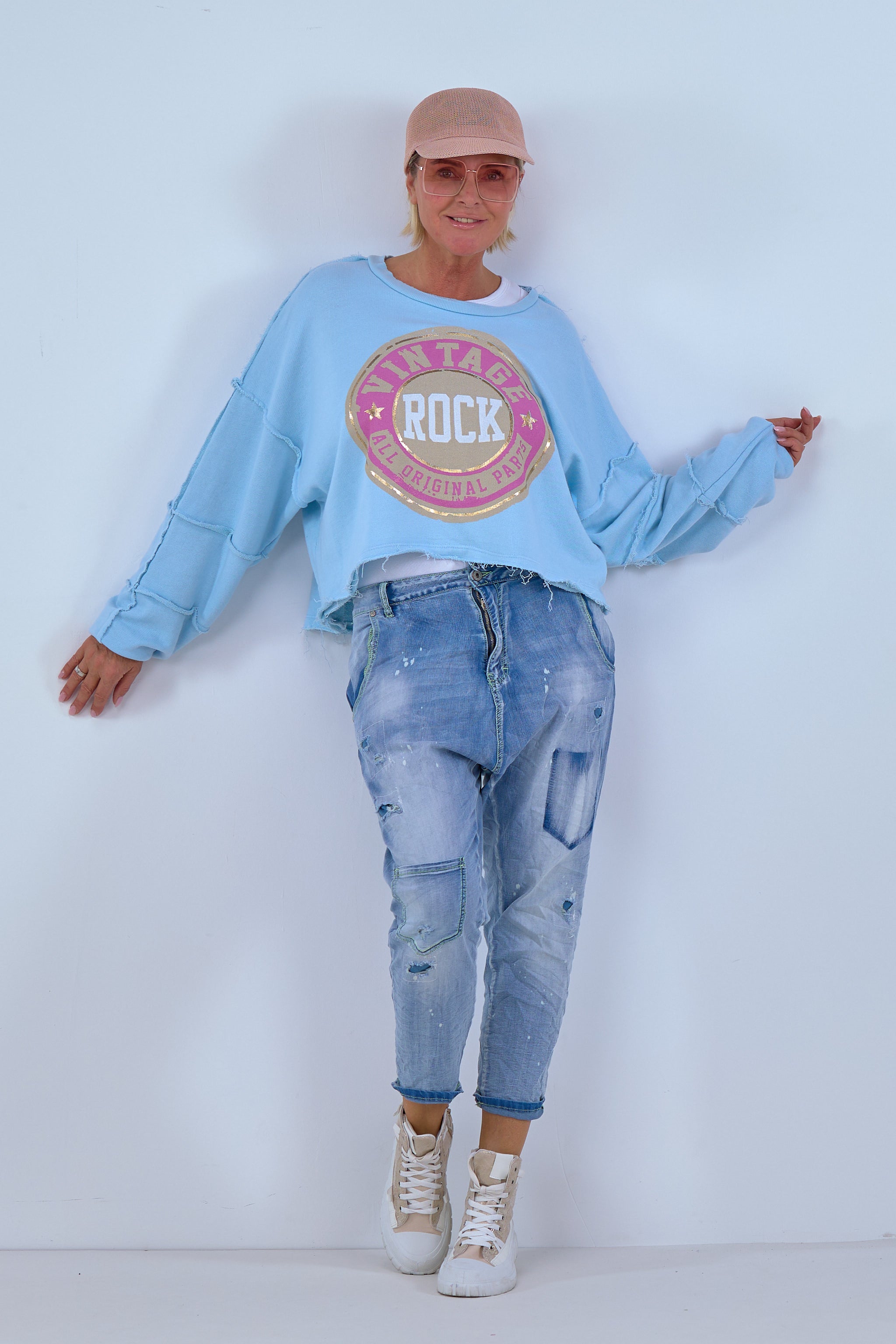 Damen Sweatshirt mit Print in hellblau von Trends & Lifestyle Deutschland GmbH 