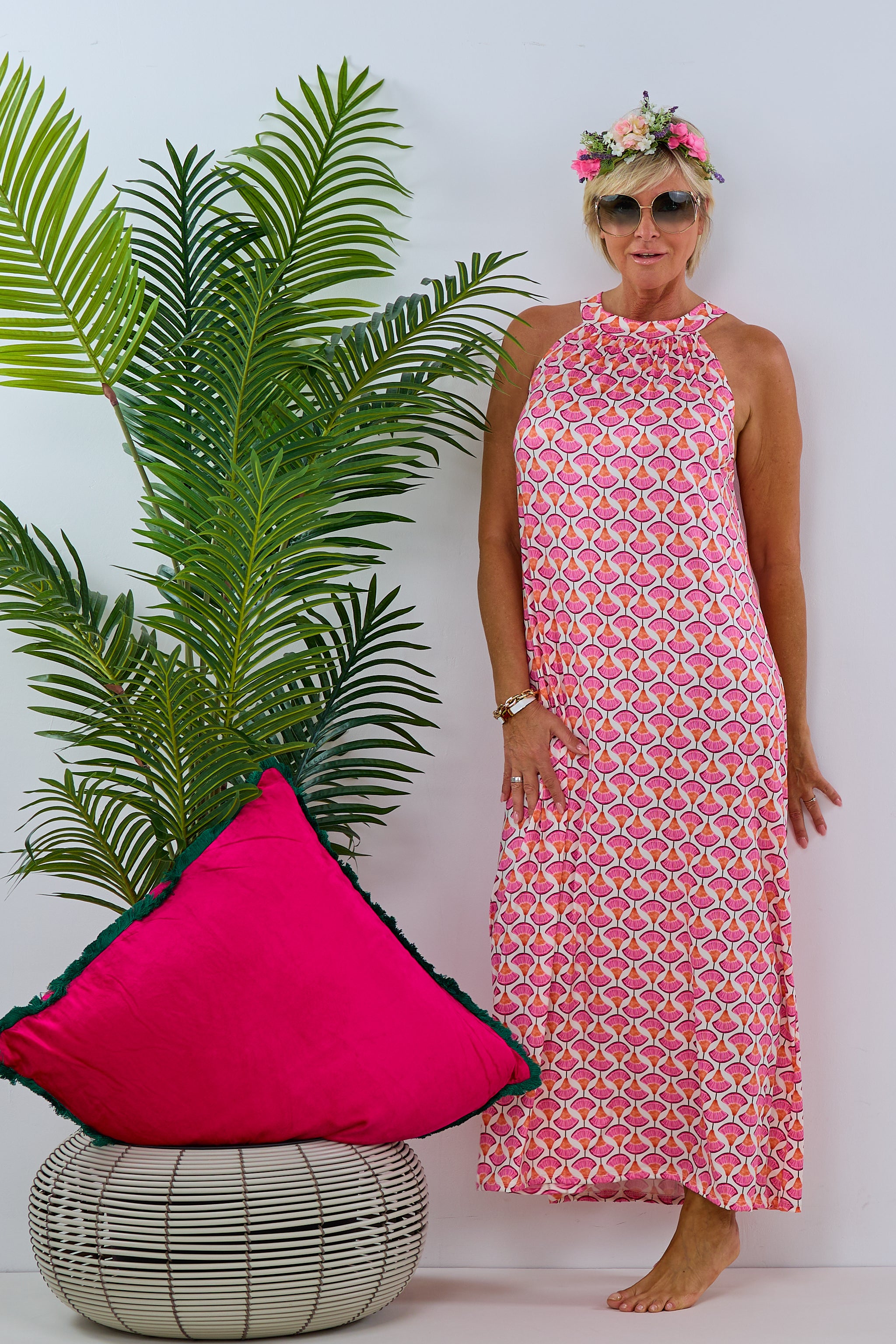 Damen Kleid Neckholder mit Muster pink Trends & Lifestyle