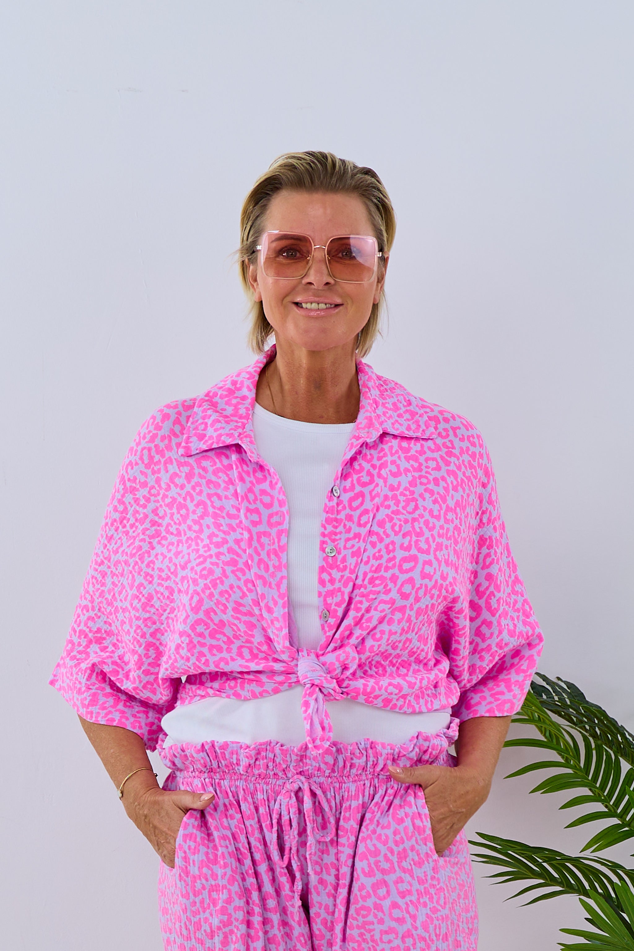 Damen Musselin Bluse leo pink-flieder Trends & Lifestyle