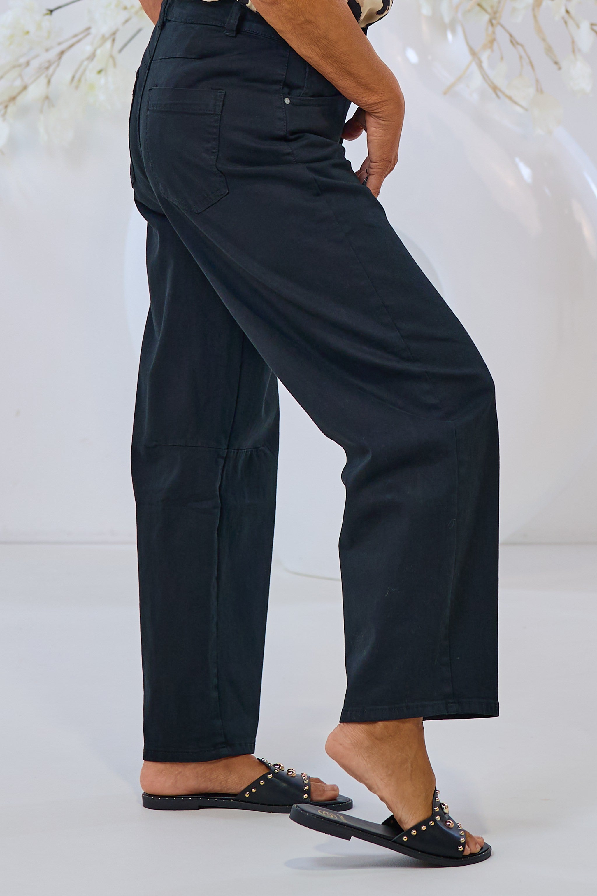 5-Pocket Balloon-Jeans, schwarz