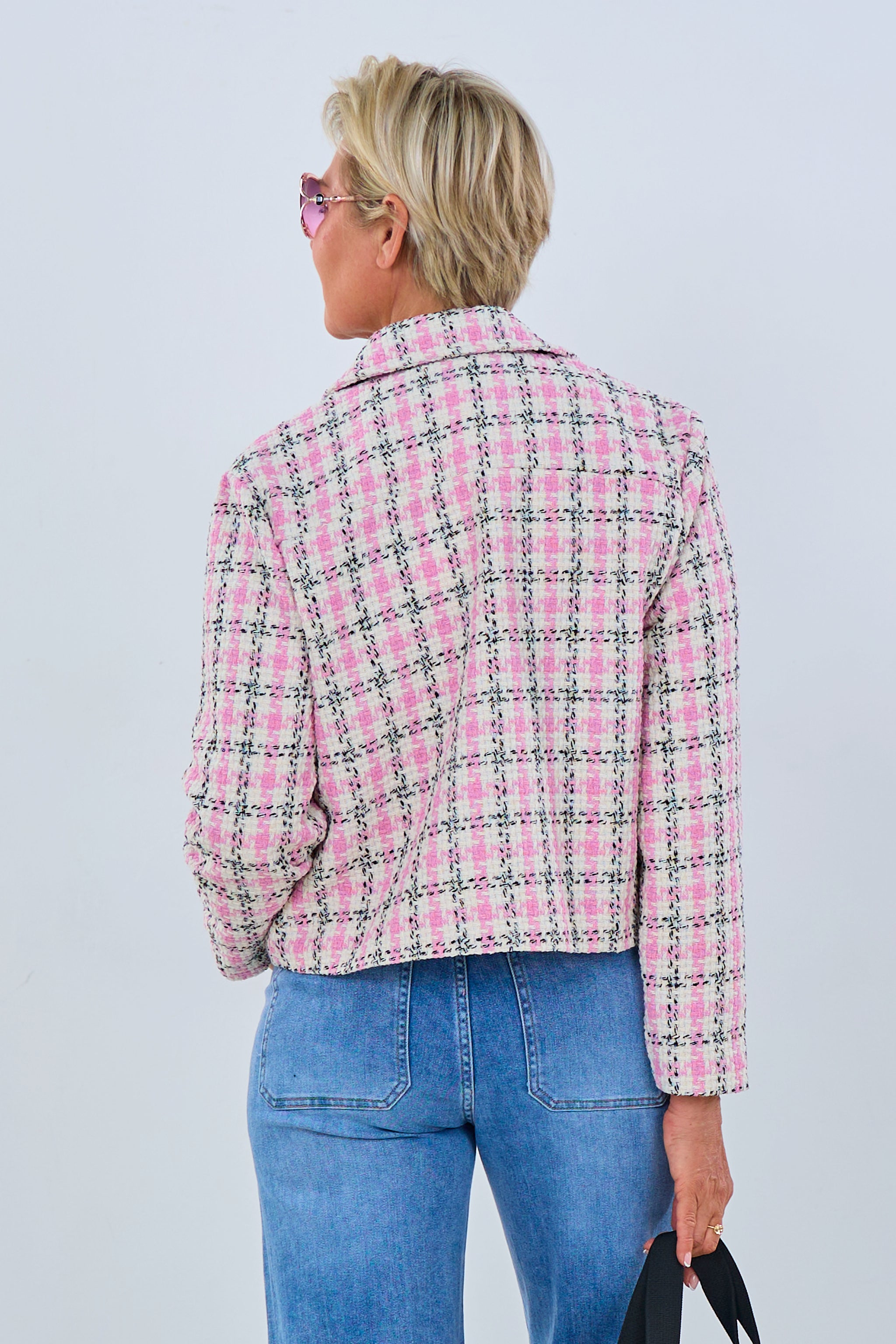 kurze, grob gewebte Jacke, ecru-rosa-schwarz von Trends & Lifestyle Deutschland GmbH