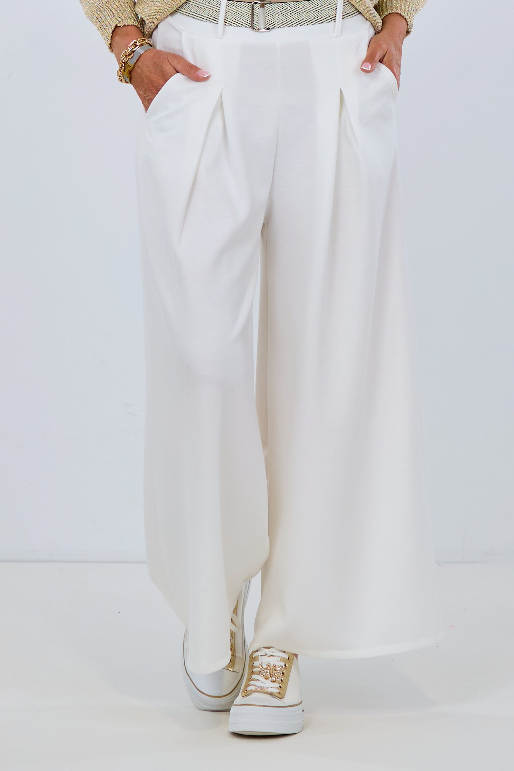 Hose mit weitem Bein und Kellerfalte, ecru von Trends & Lifestyle Deutschland GmbH