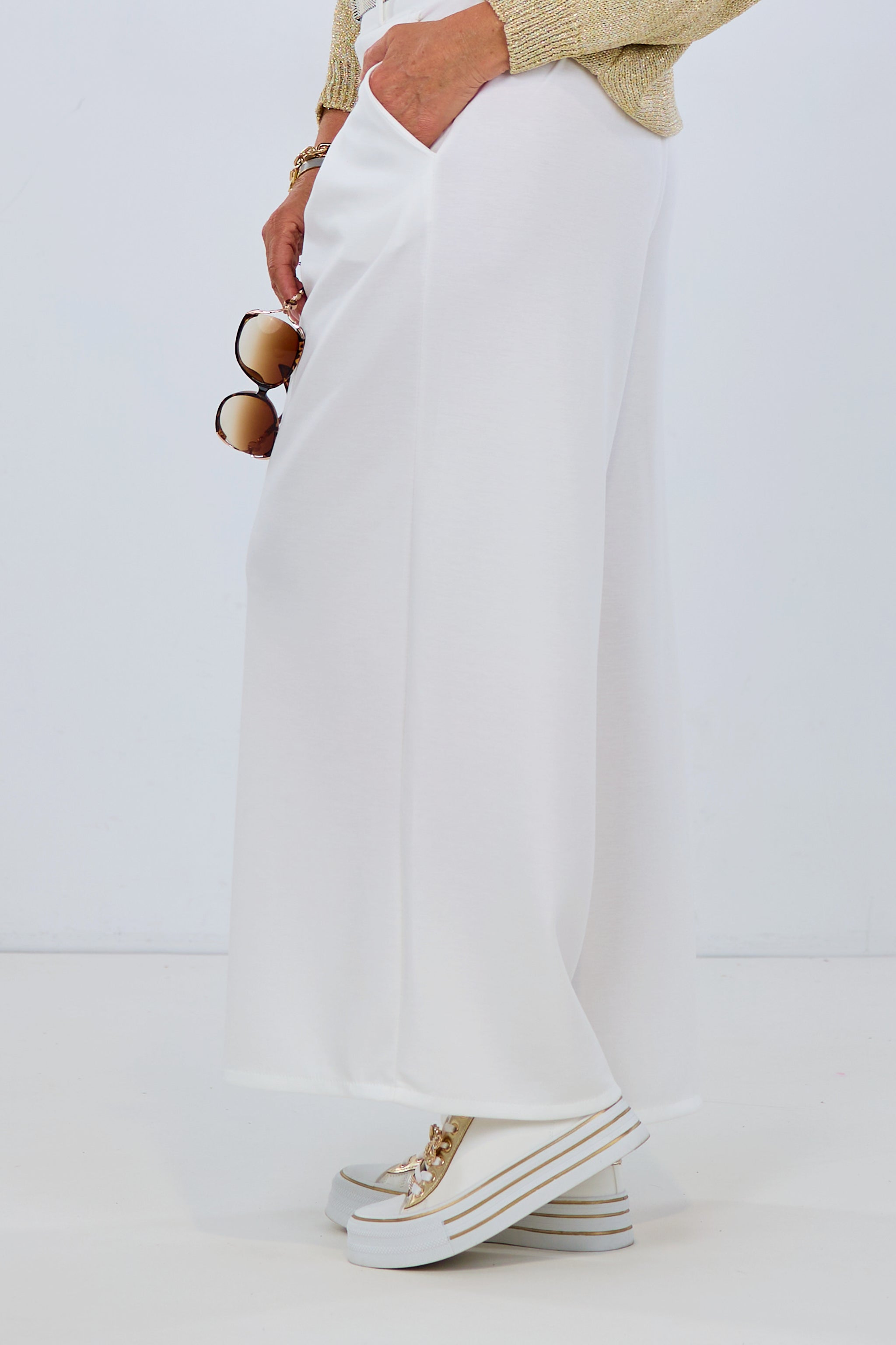 Hose mit weitem Bein und Kellerfalte, ecru von Trends & Lifestyle Deutschland GmbH