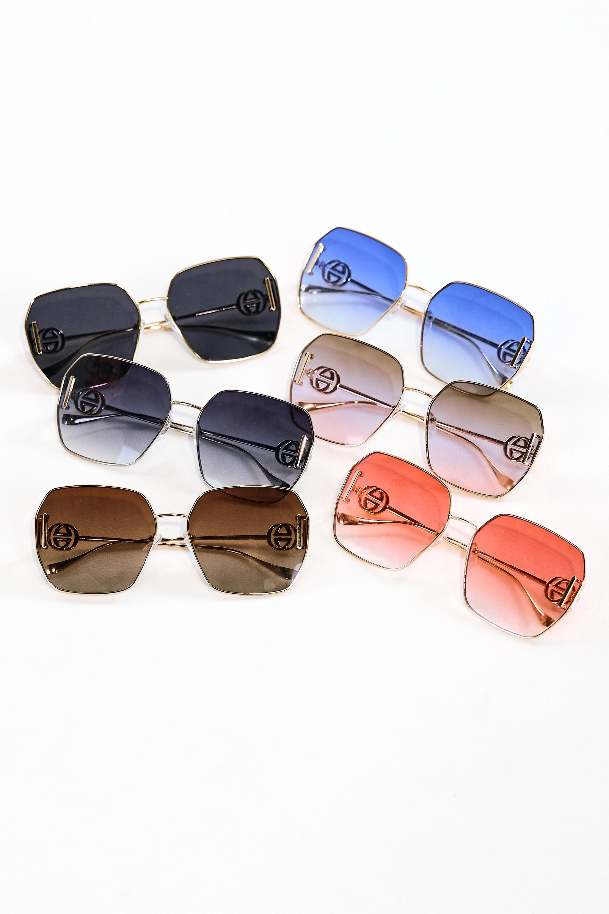 Stylish sunglasses with emblem, see variants