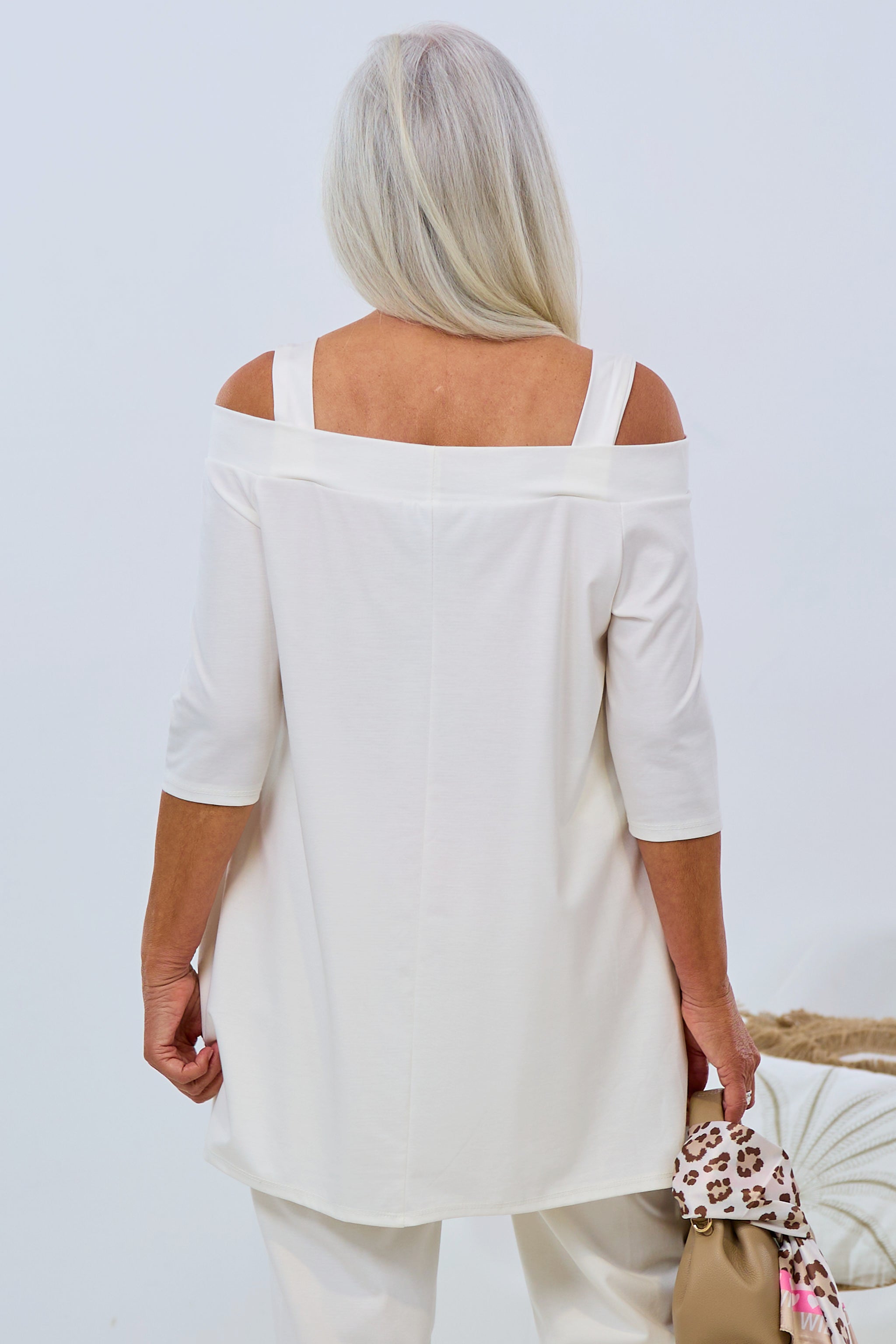 langes schulterfreies Shirt, ecru von Trends & Lifestyle Deutschland GmbH