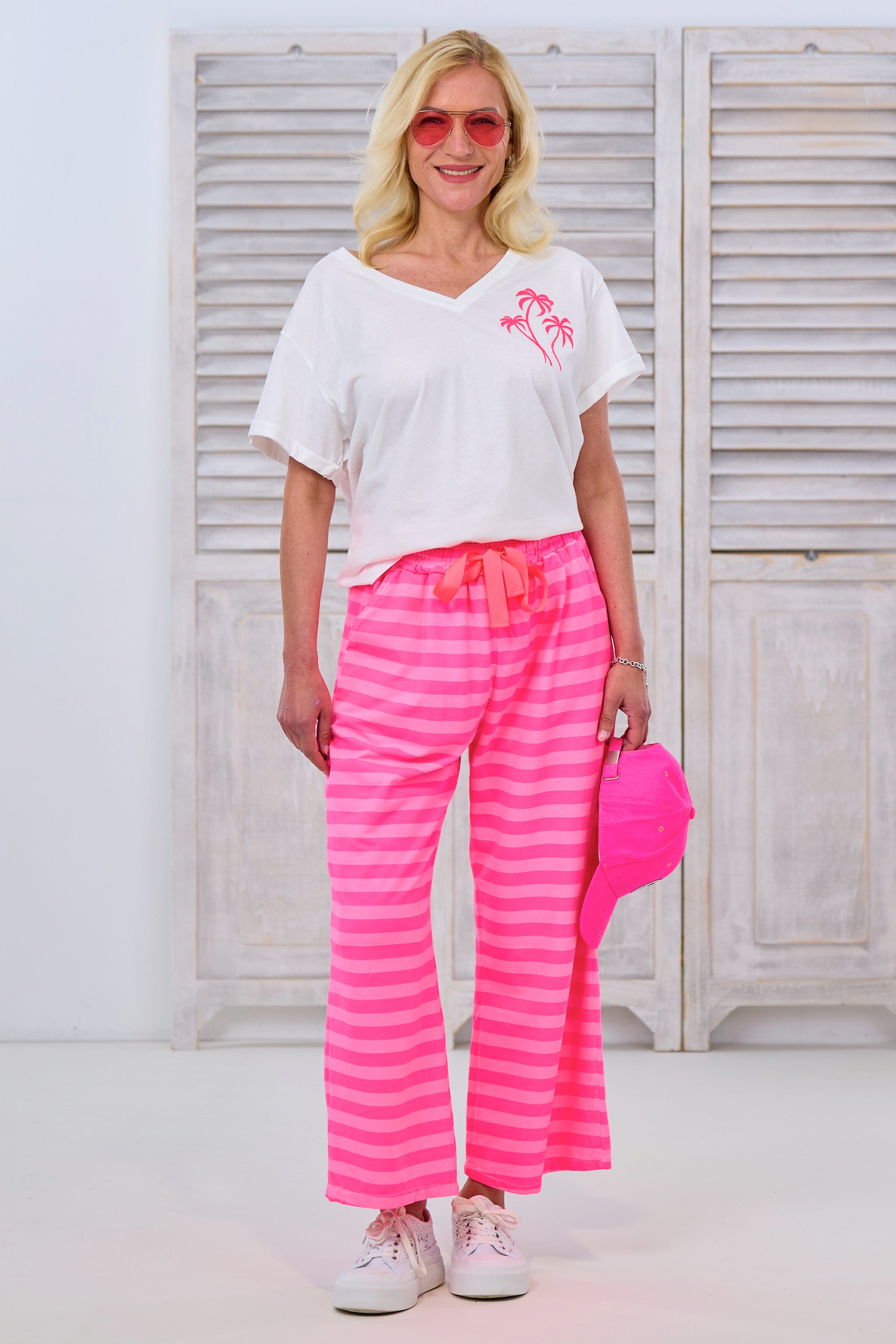 geringelte Sweaty Hose, neon pink-rosa von Trends & Lifestyle Deutschland GmbH