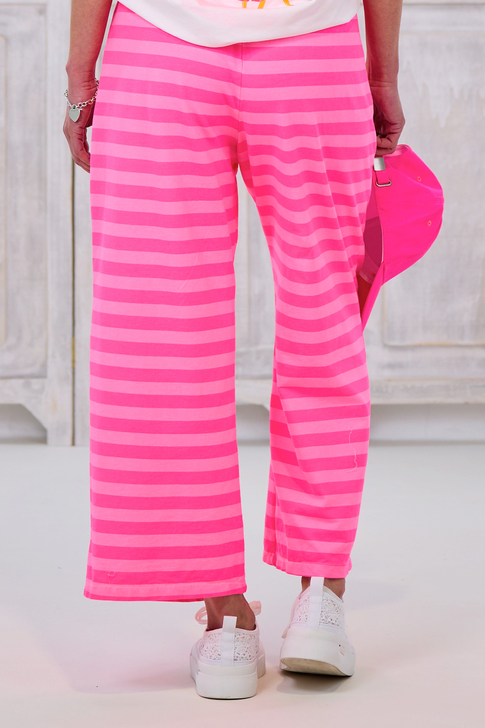 geringelte Sweaty Hose, neon pink-rosa von Trends & Lifestyle Deutschland GmbH