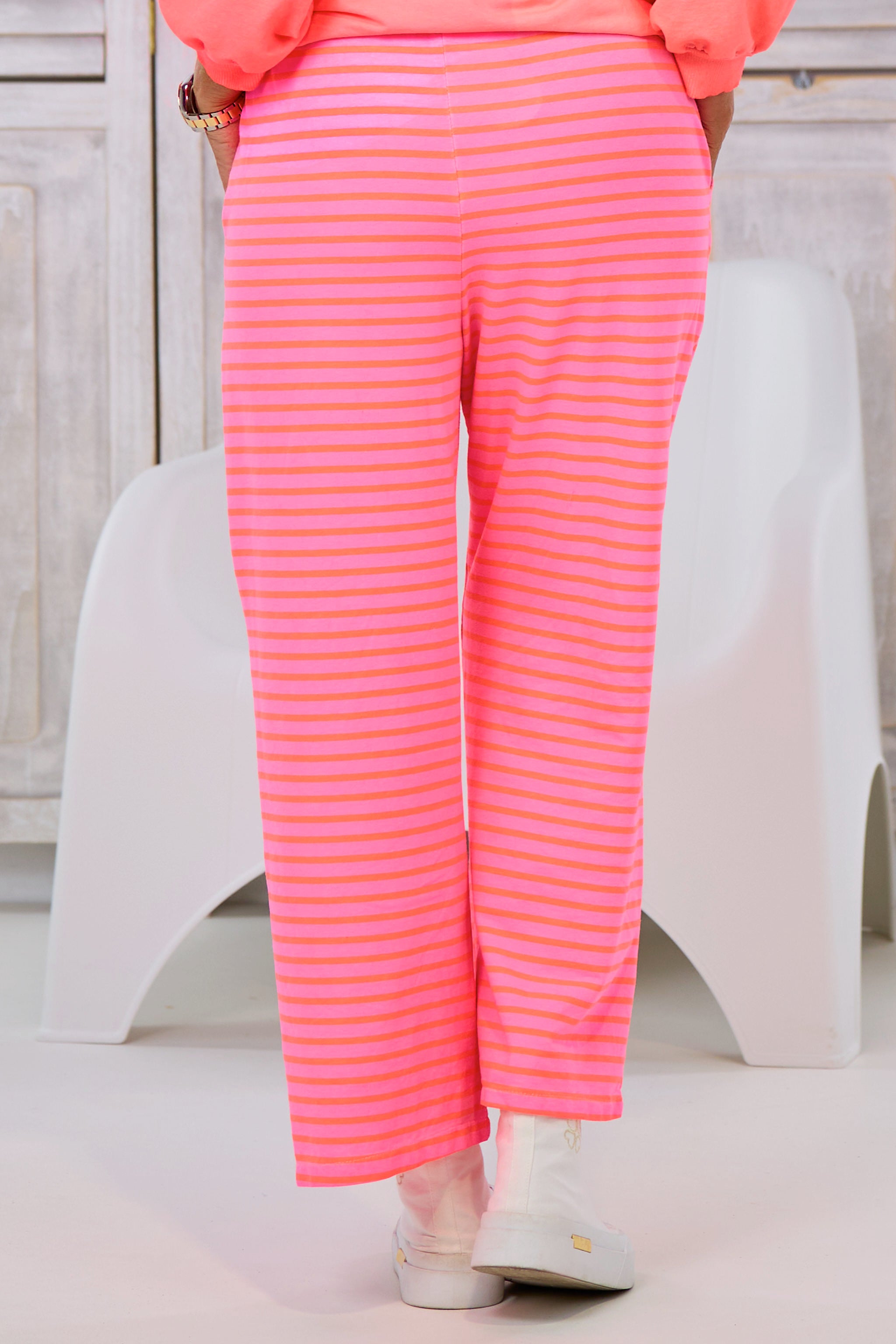geringelte Sweaty Hose, rosa-neon orange von Trends & Lifestyle Deutschland GmbH