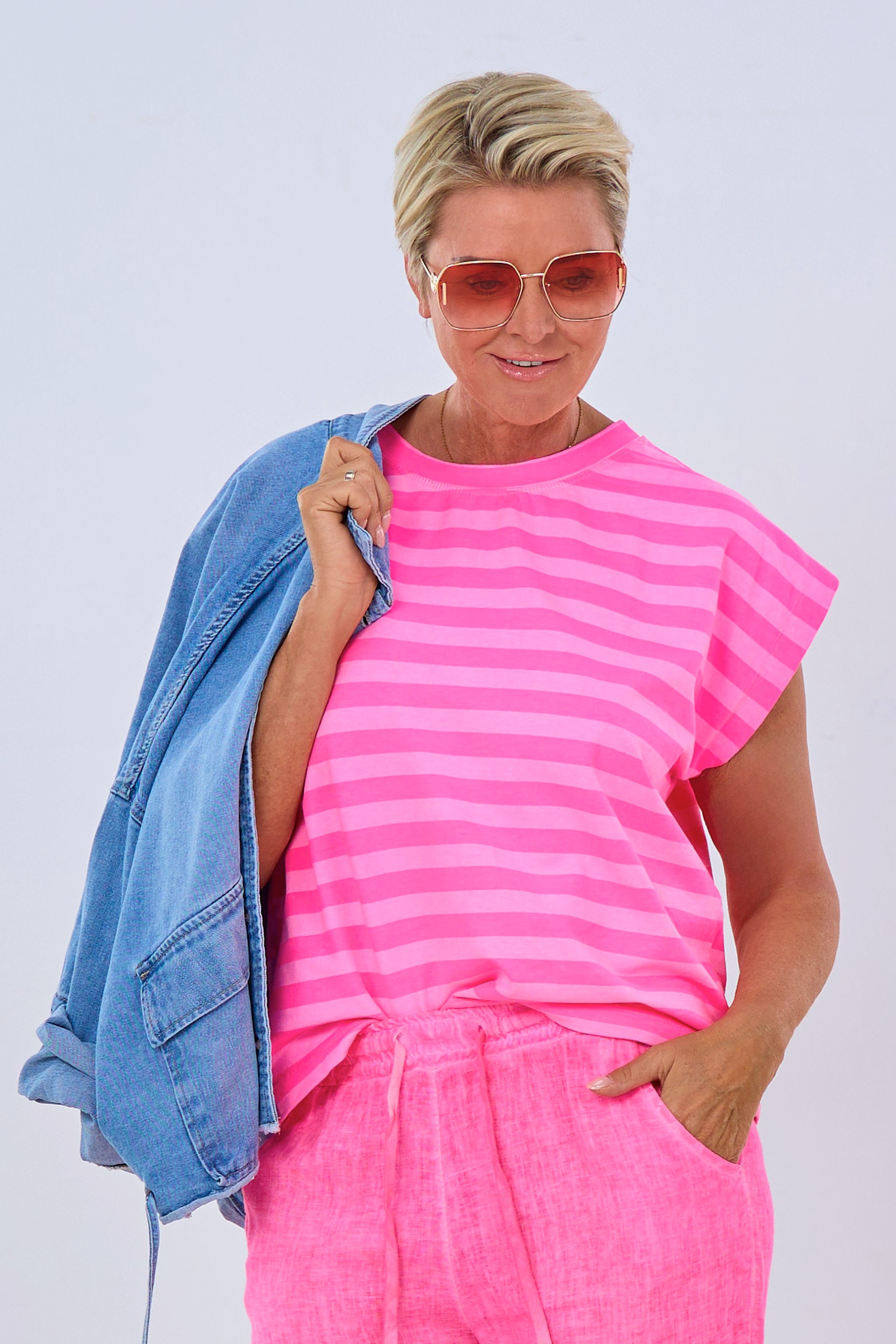 Geringeltes Sweaty, neon pink-rosa