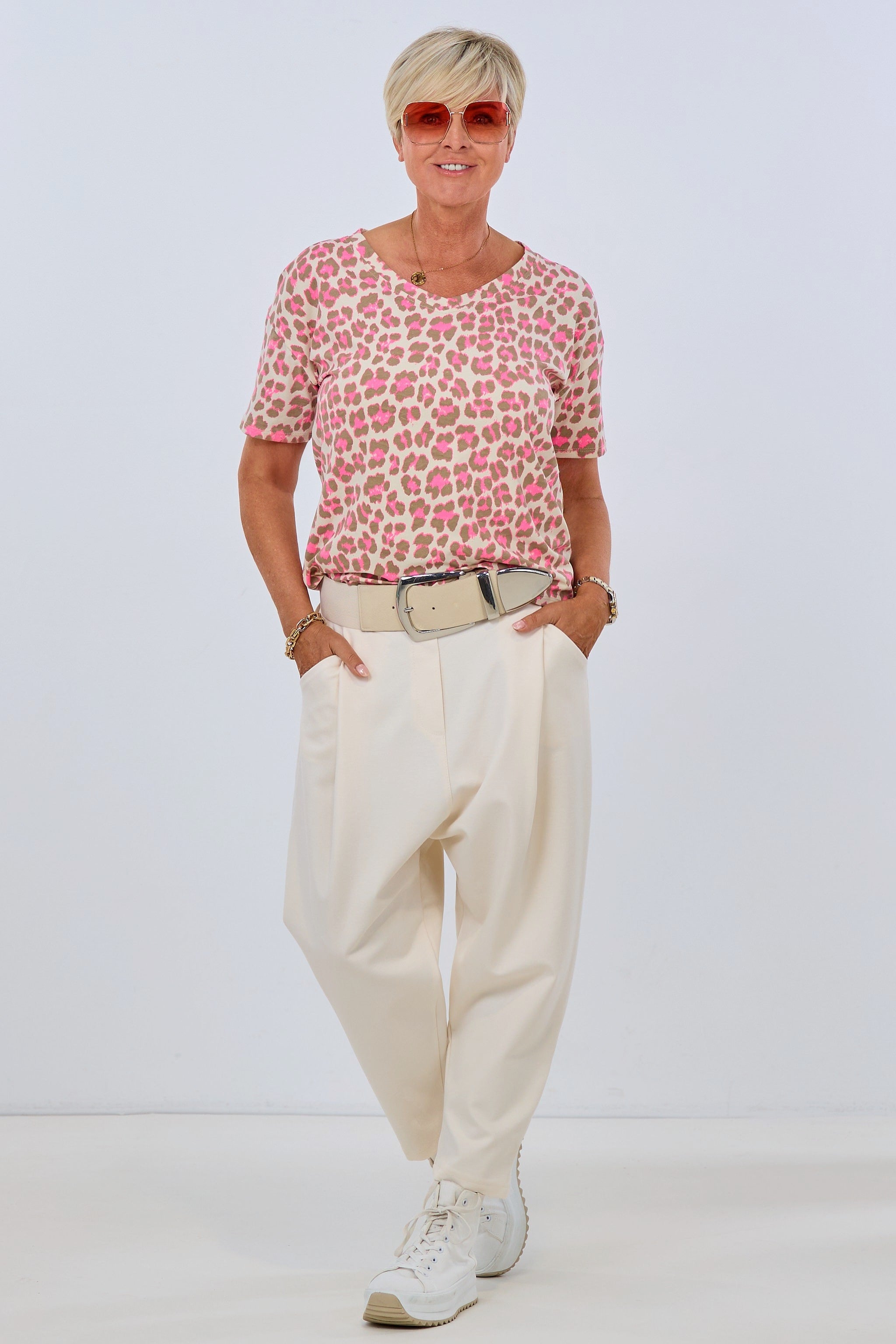 Kurzarm Shirt im Leo-Look, beige-pink-taupe von Trends & Lifestyle Deutschland GmbH
