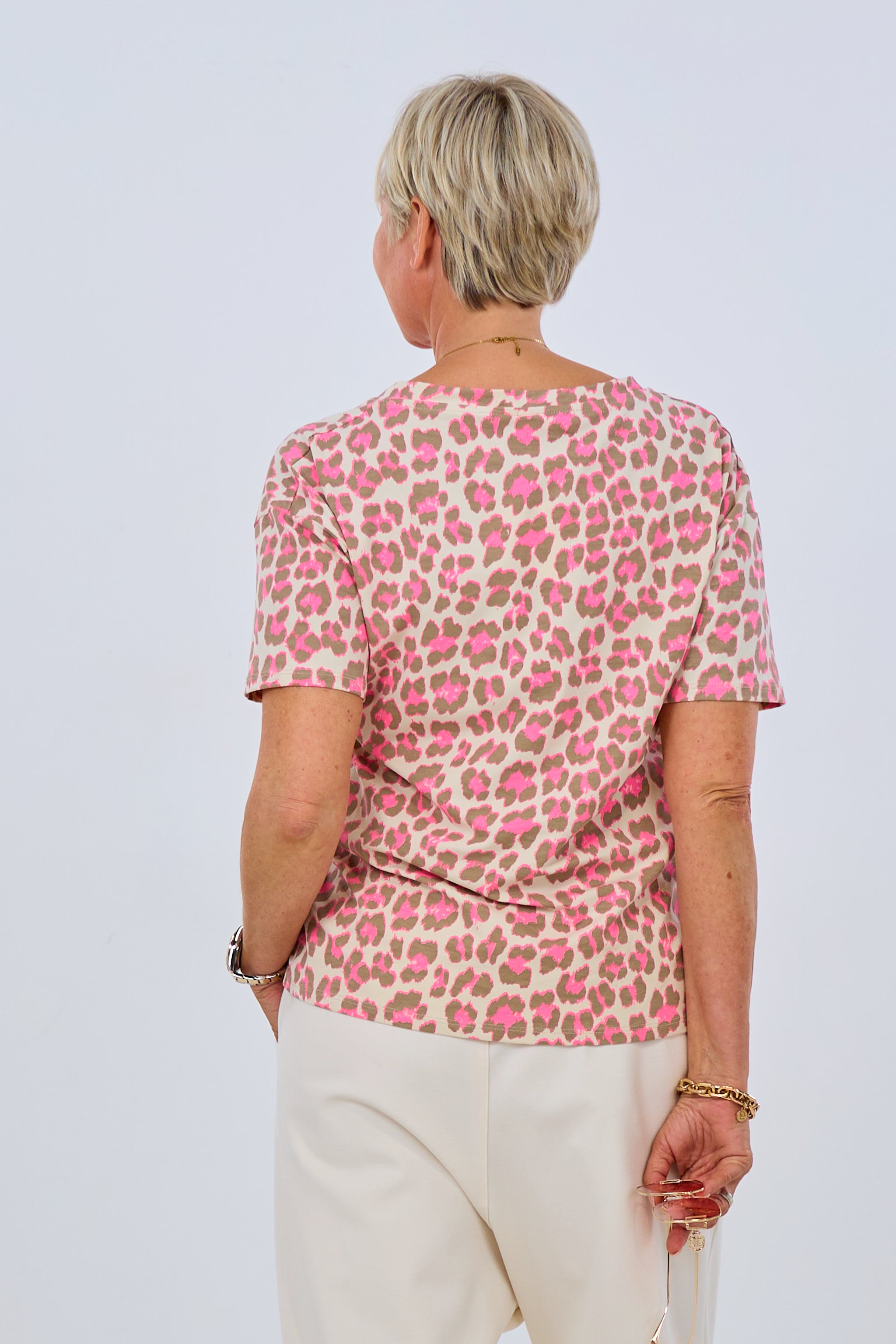 Kurzarm Shirt im Leo-Look, beige-pink-taupe von Trends & Lifestyle Deutschland GmbH