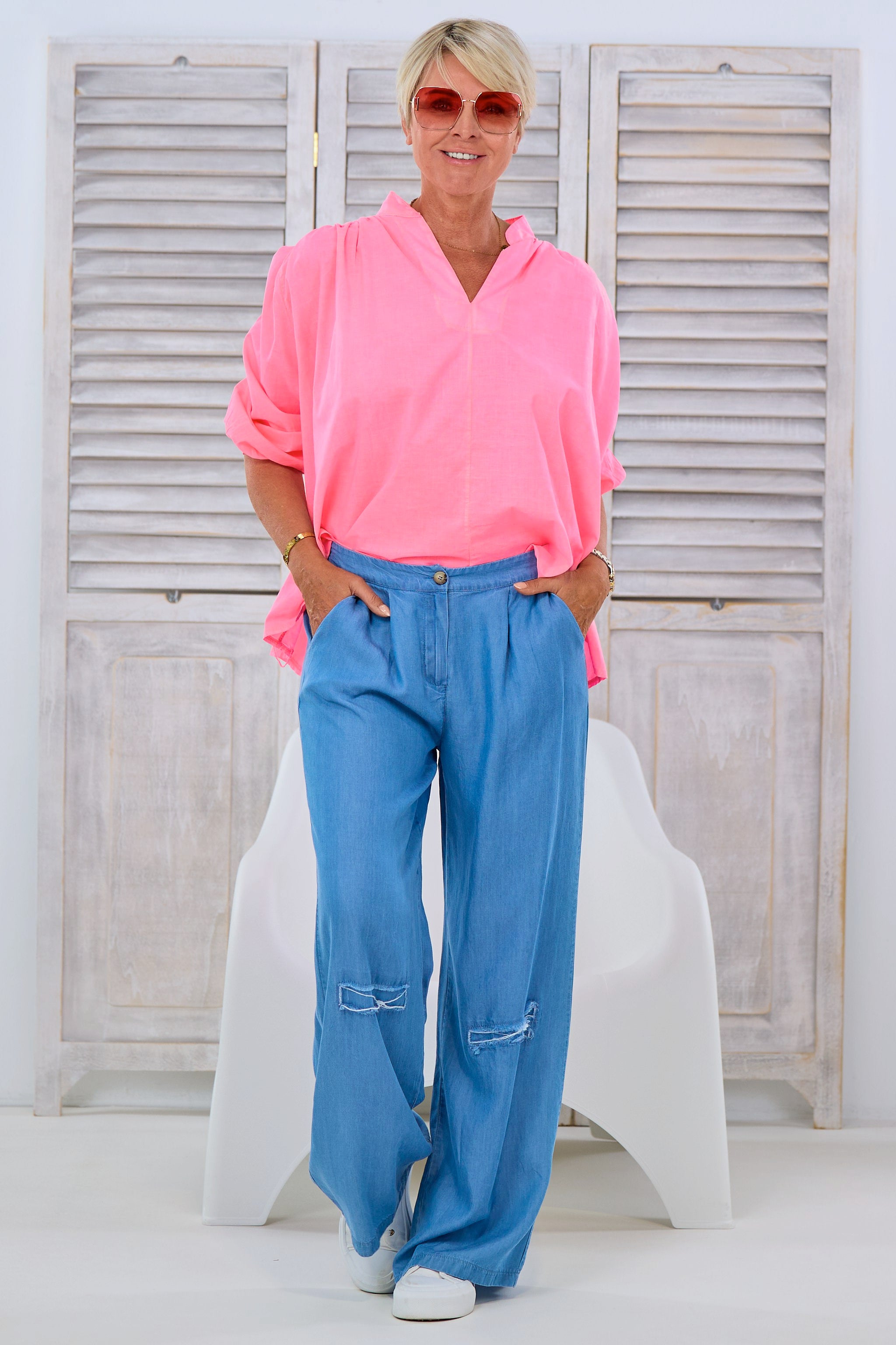 Weite Hose im Jeanslook, hellblau von Trends & Lifestyle Deutschland GmbH