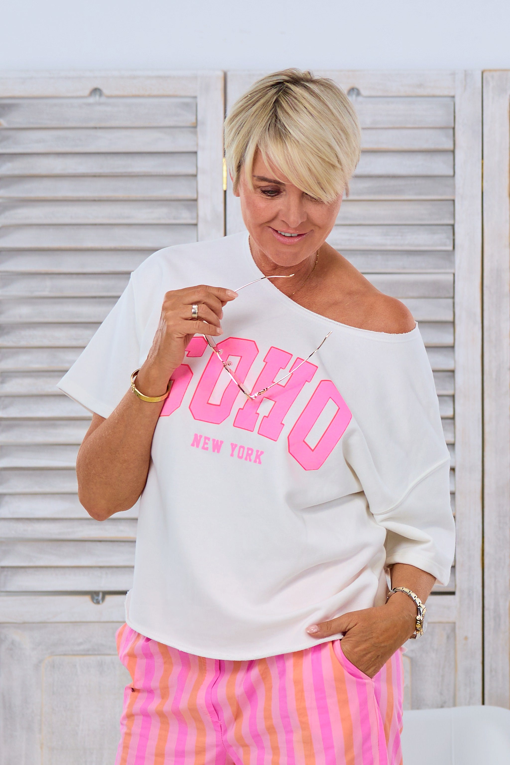 Kurzarm Sweaty SOHO, ecru-pink von Trends & Lifestyle Deutschland GmbH