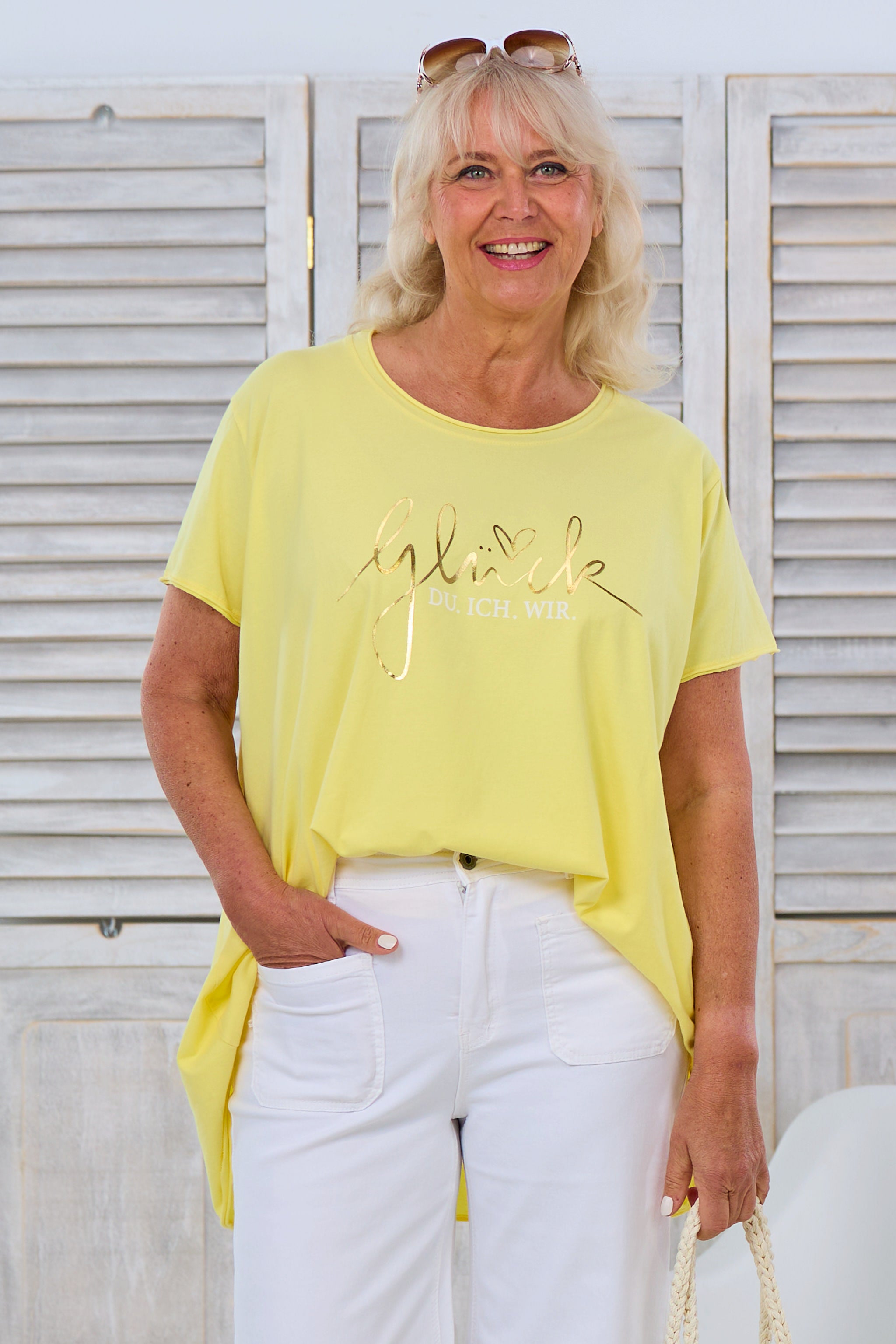 Shirt with luck print, yellow