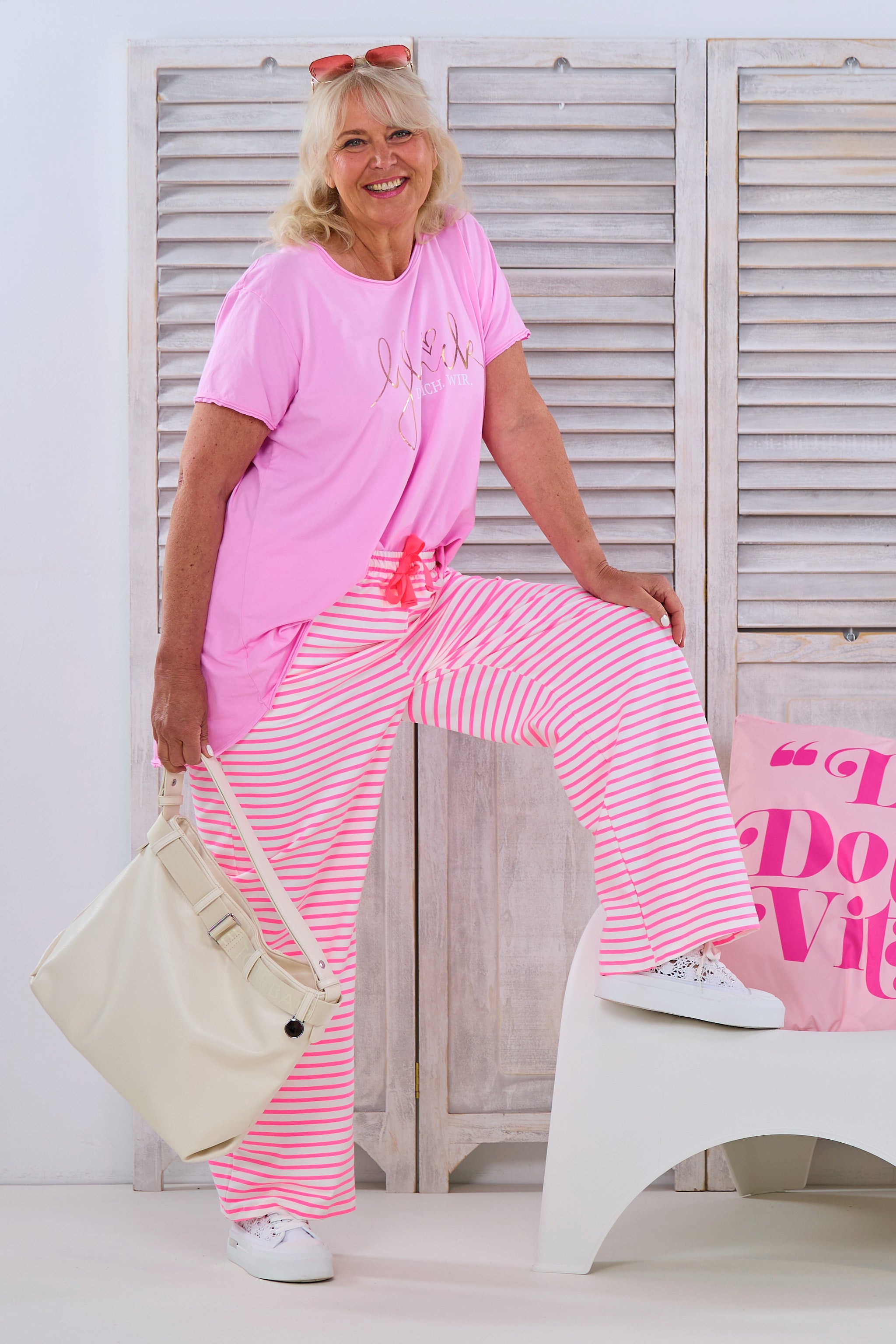 Shirt with lucky print, light pink