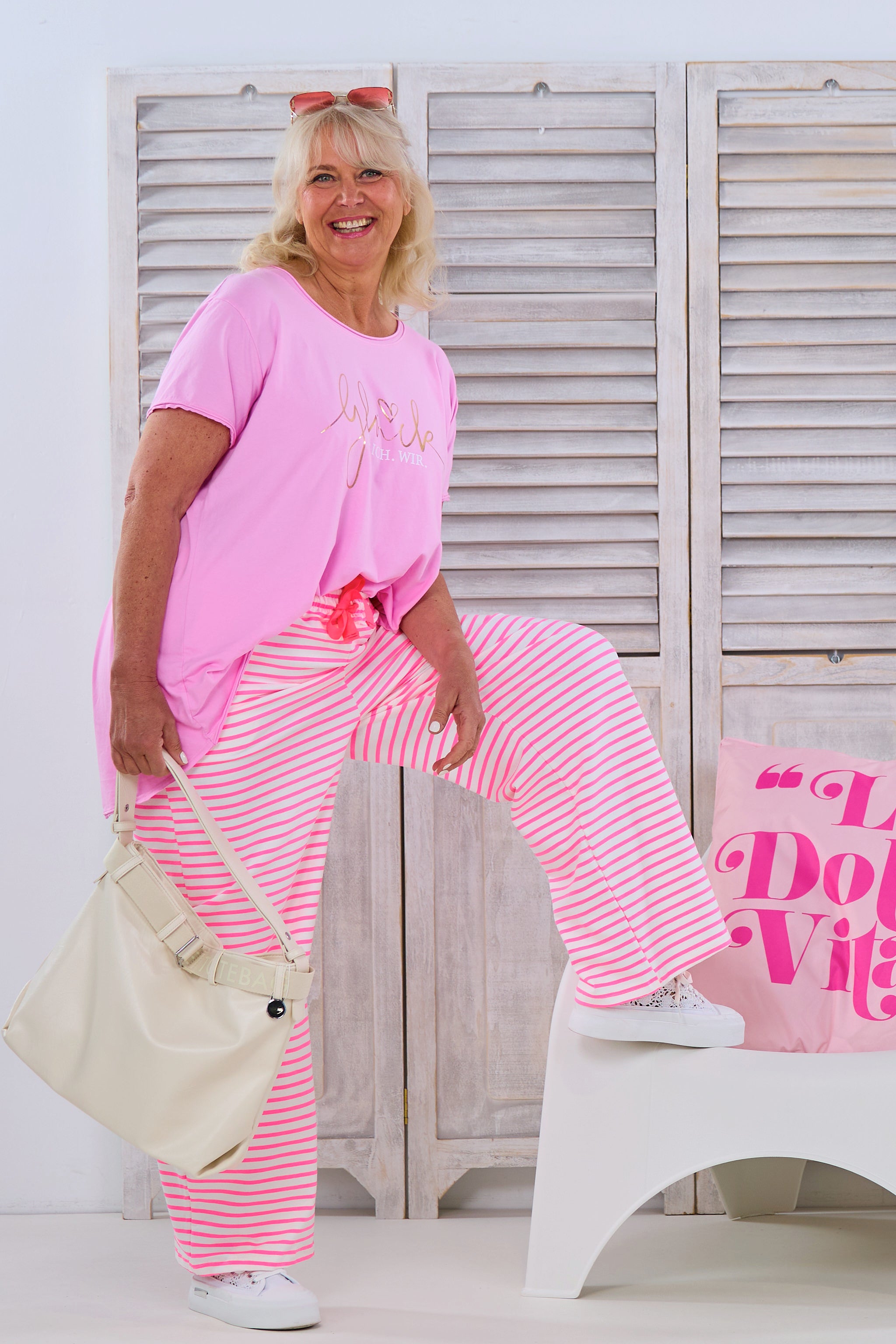 Shirt with lucky print, light pink