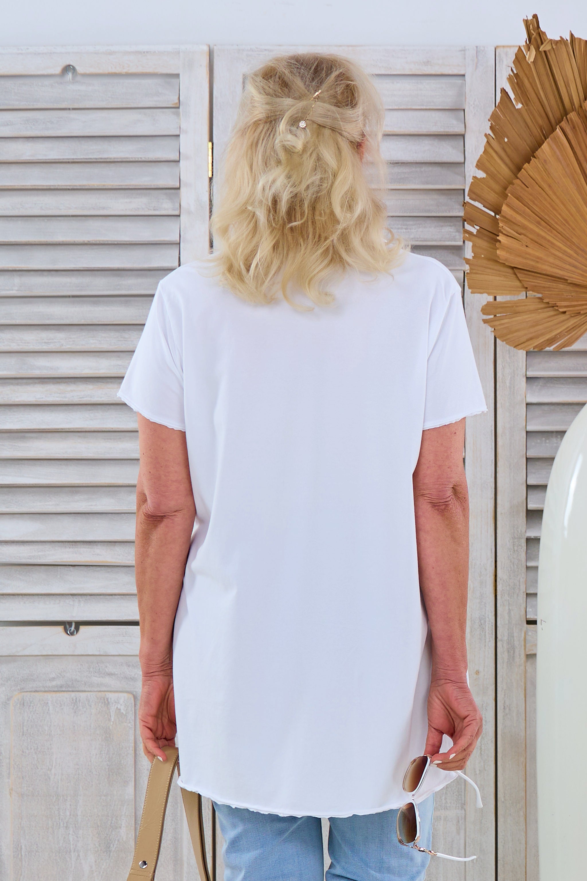 Shirt mit Glück-Druck, weiß