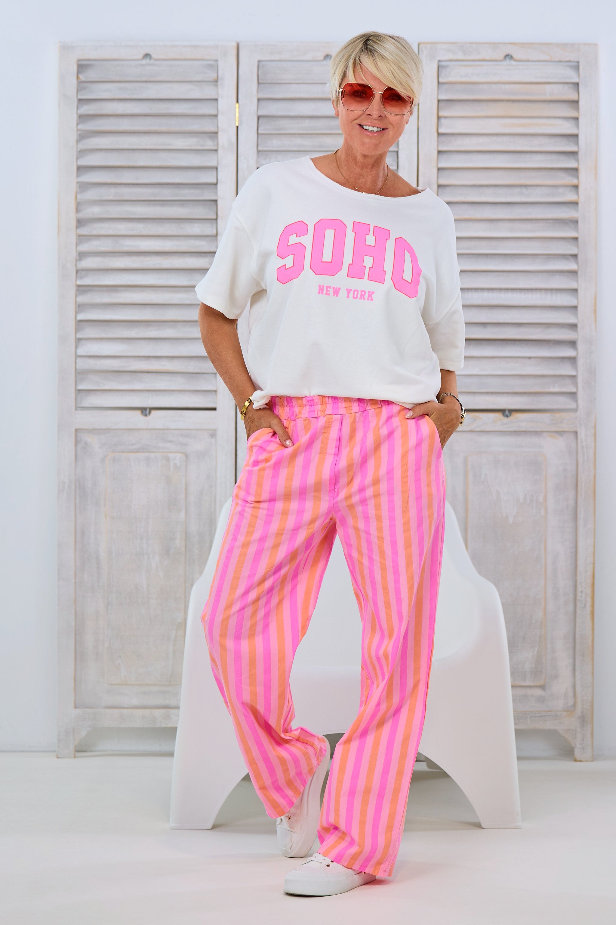 gestreifte Hose, rosa-pink-orange von Trends & Lifestyle Deutschland GmbH