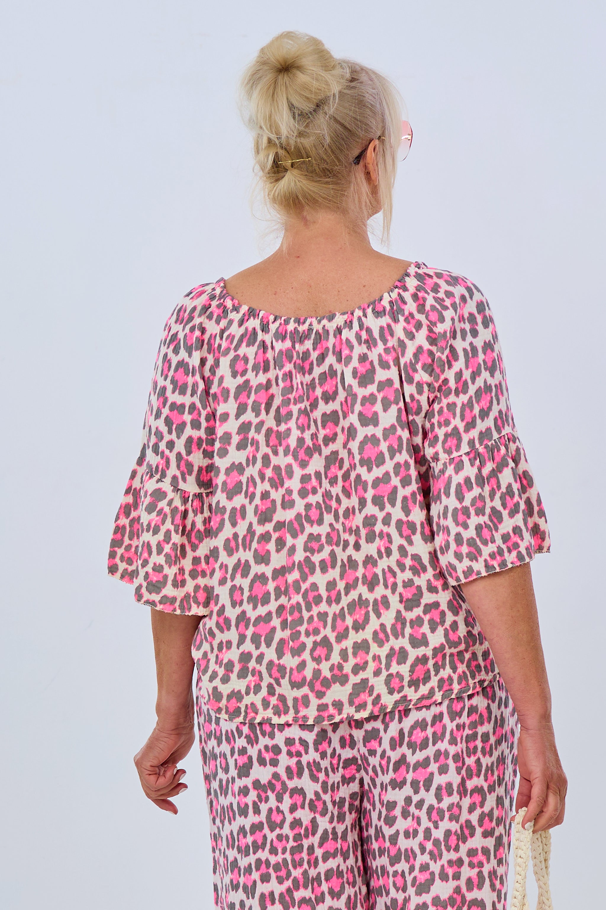 Musselin Bluse mit Carmen-Ausschnitt, schlamm-pink-ecru von Trends & Lifestyle Deutschland GmbH