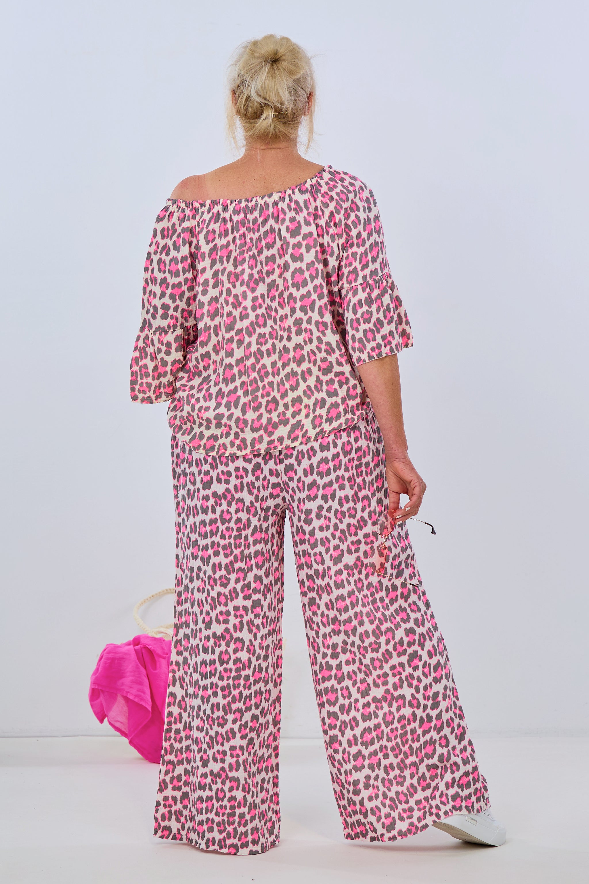 Musselin Hose im leo-look, schlamm-pink-ecru von Trends & Lifestyle Deutschland GmbH