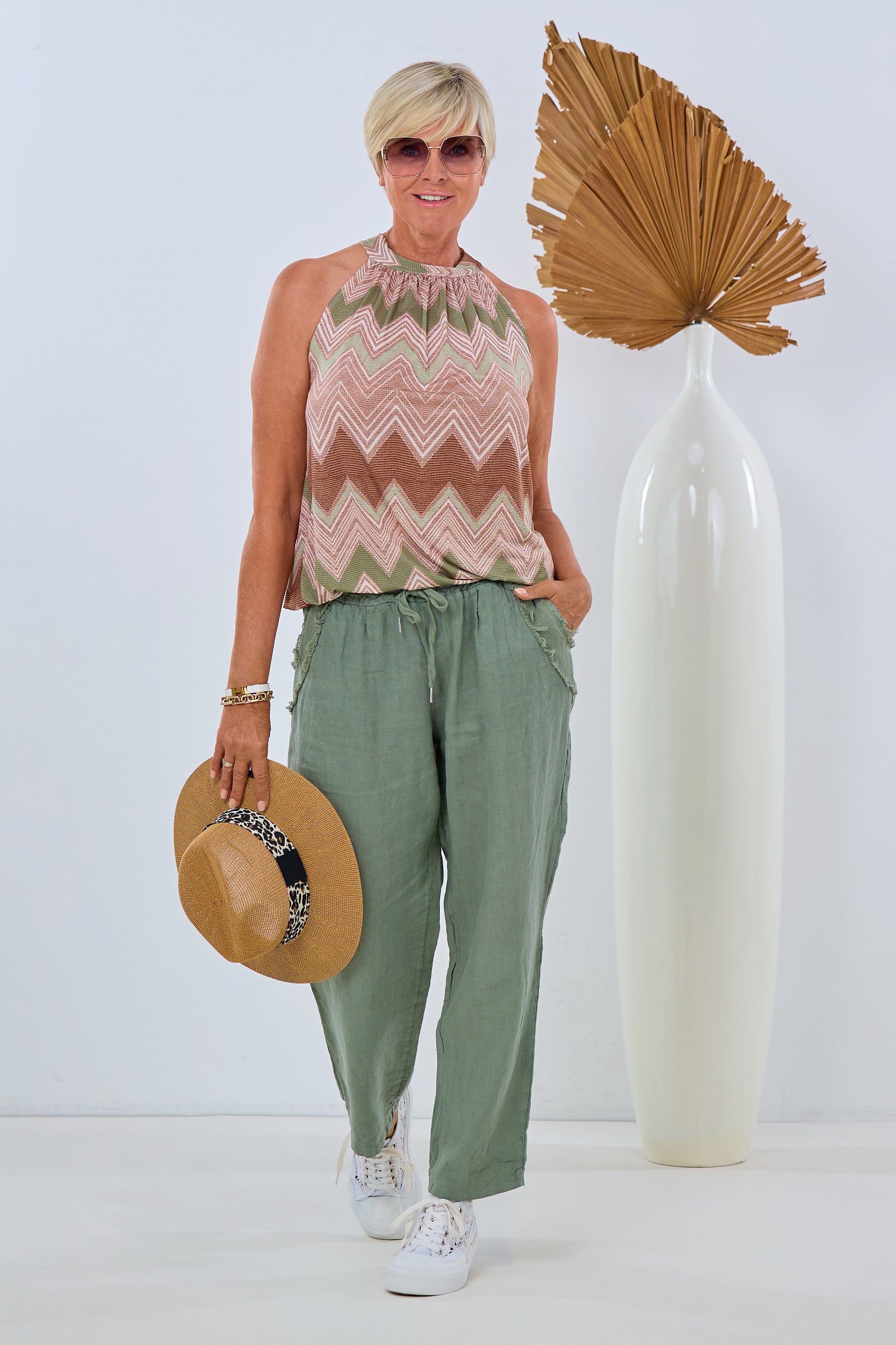 Leinenhose, khaki