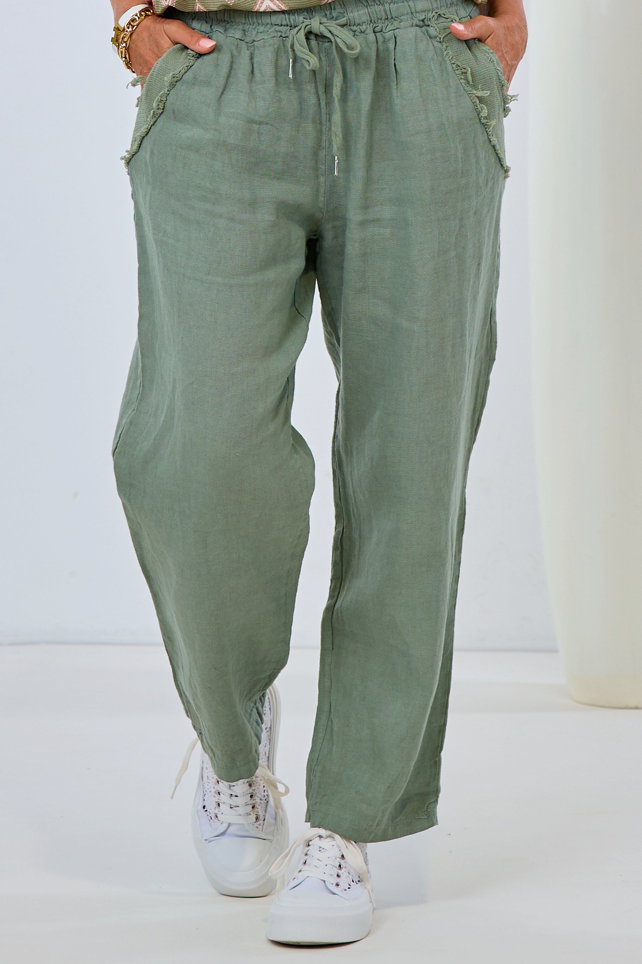 Leinenhose, khaki