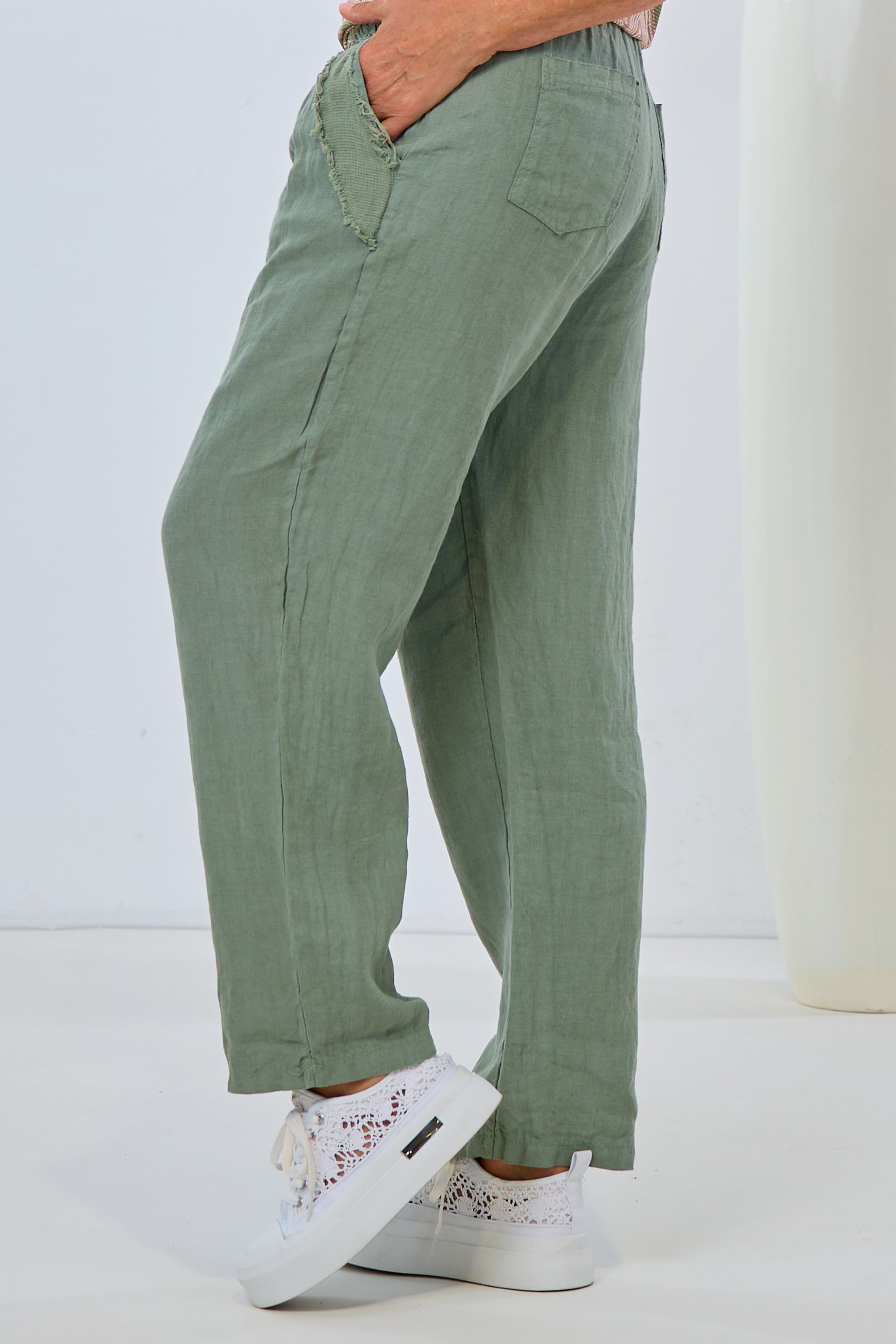 Leinenhose, khaki