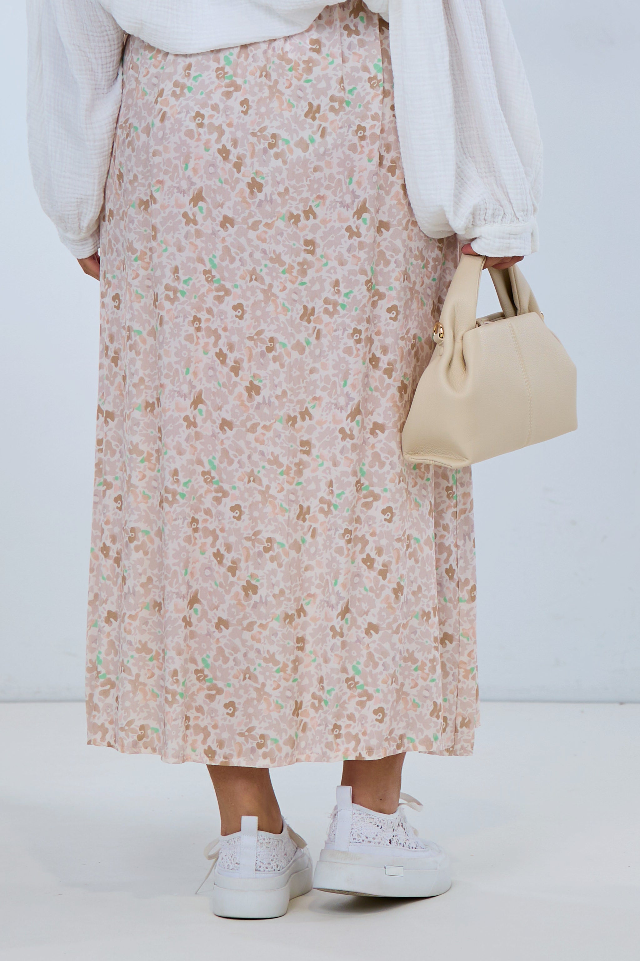 Rock mit kleinem Blumen-Muster, beige-ecru