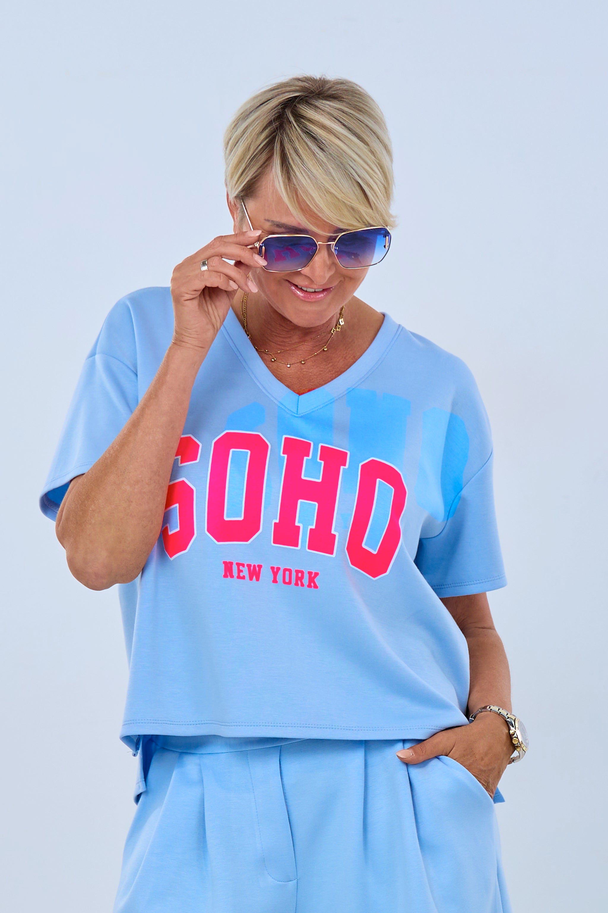 Weiches Shirt SOHO, hellblau-pink