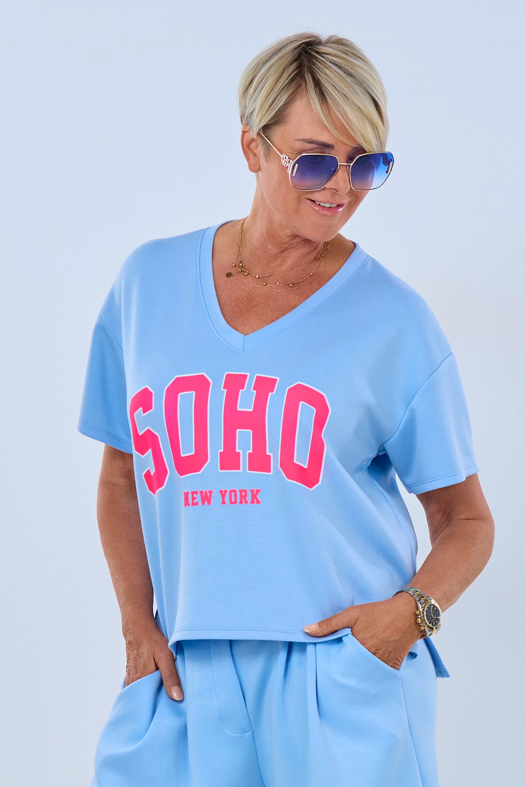 Weiches Shirt SOHO, hellblau-pink