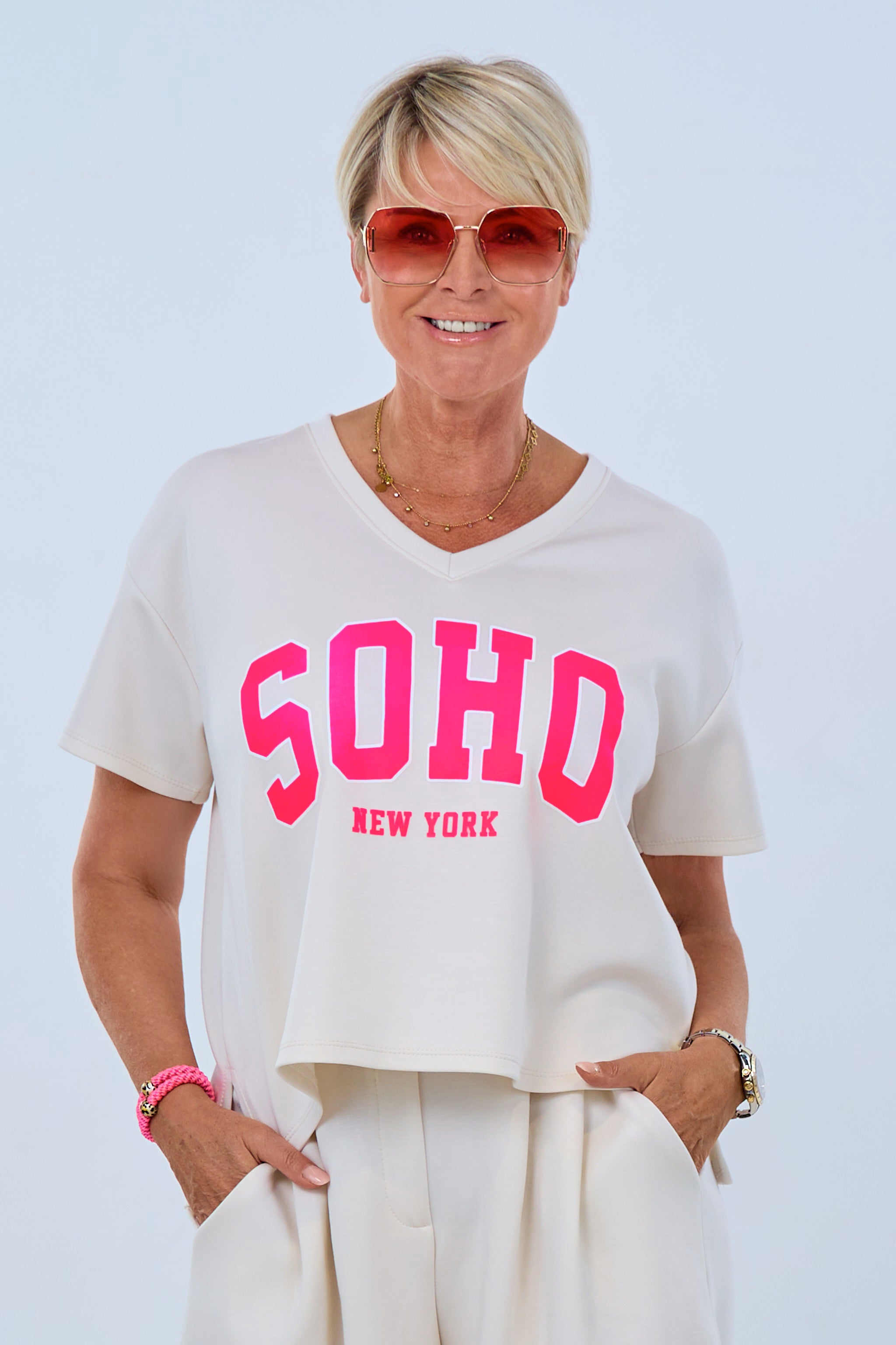 Soft shirt SOHO, cream-pink