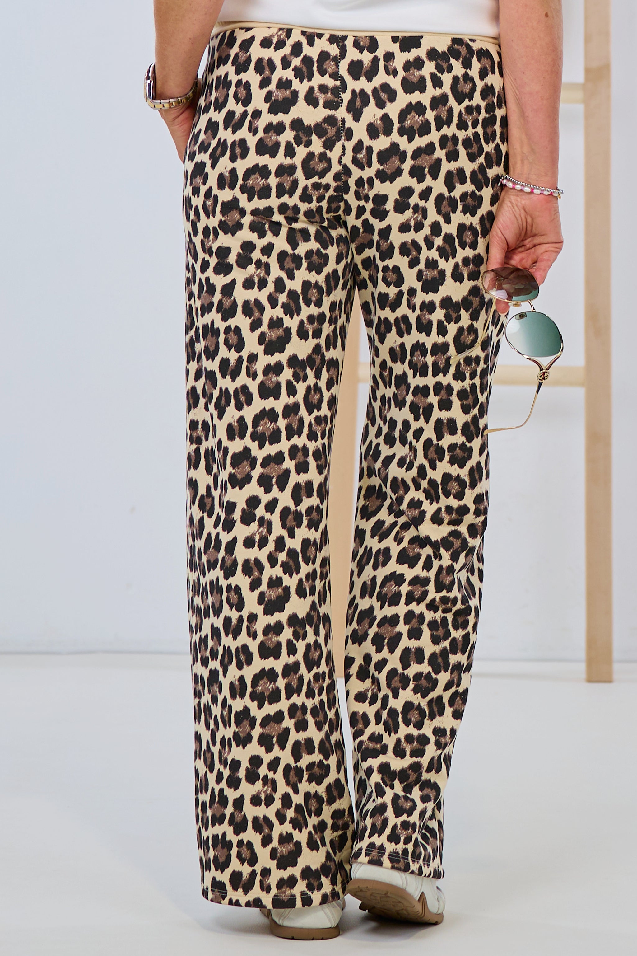 Sweathose mit Biese, beige-leo