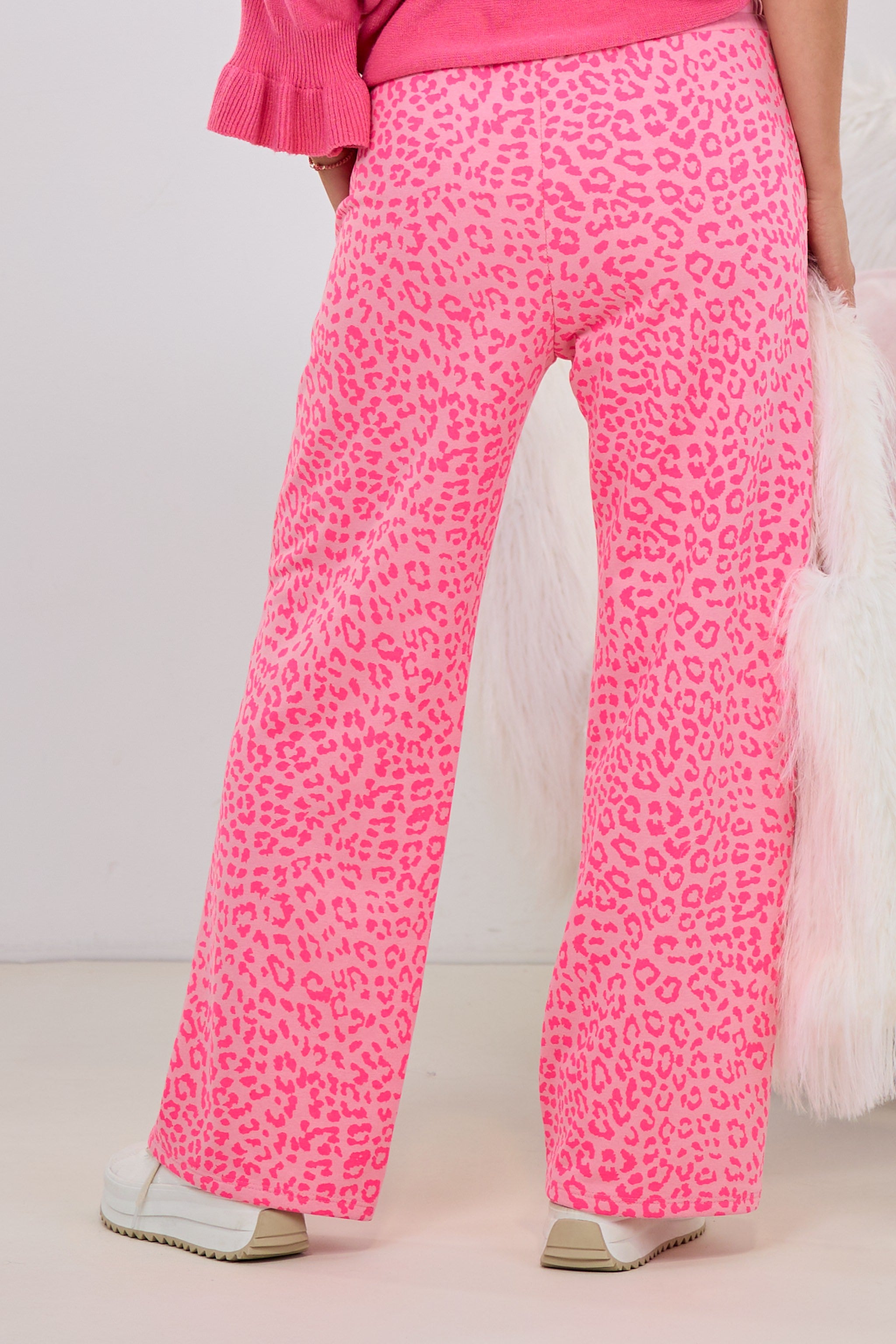 Sweathose mit Biese, rosa-leo