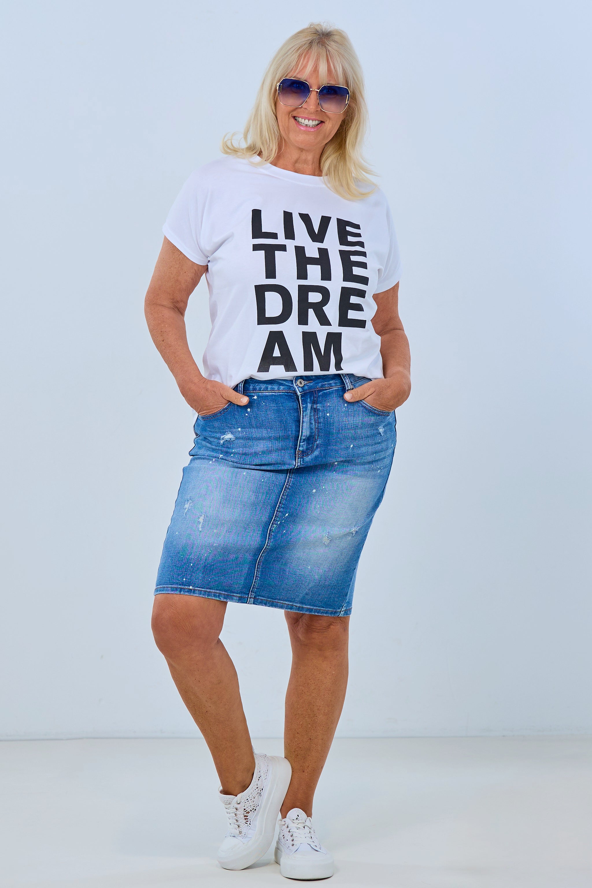 Jeansrock im used look, denim