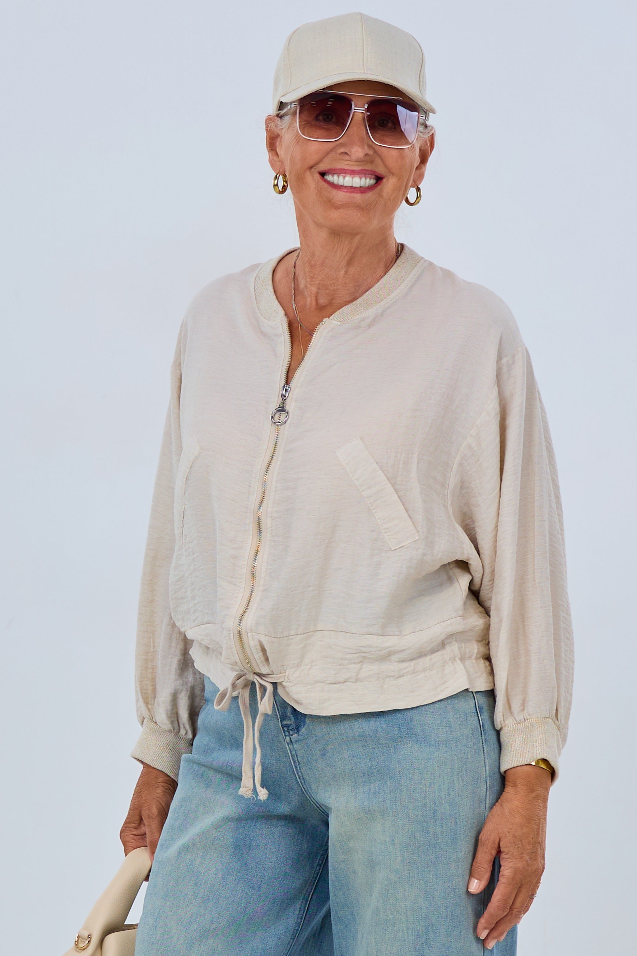 Leichter Blouson mit Kordelzug, beige