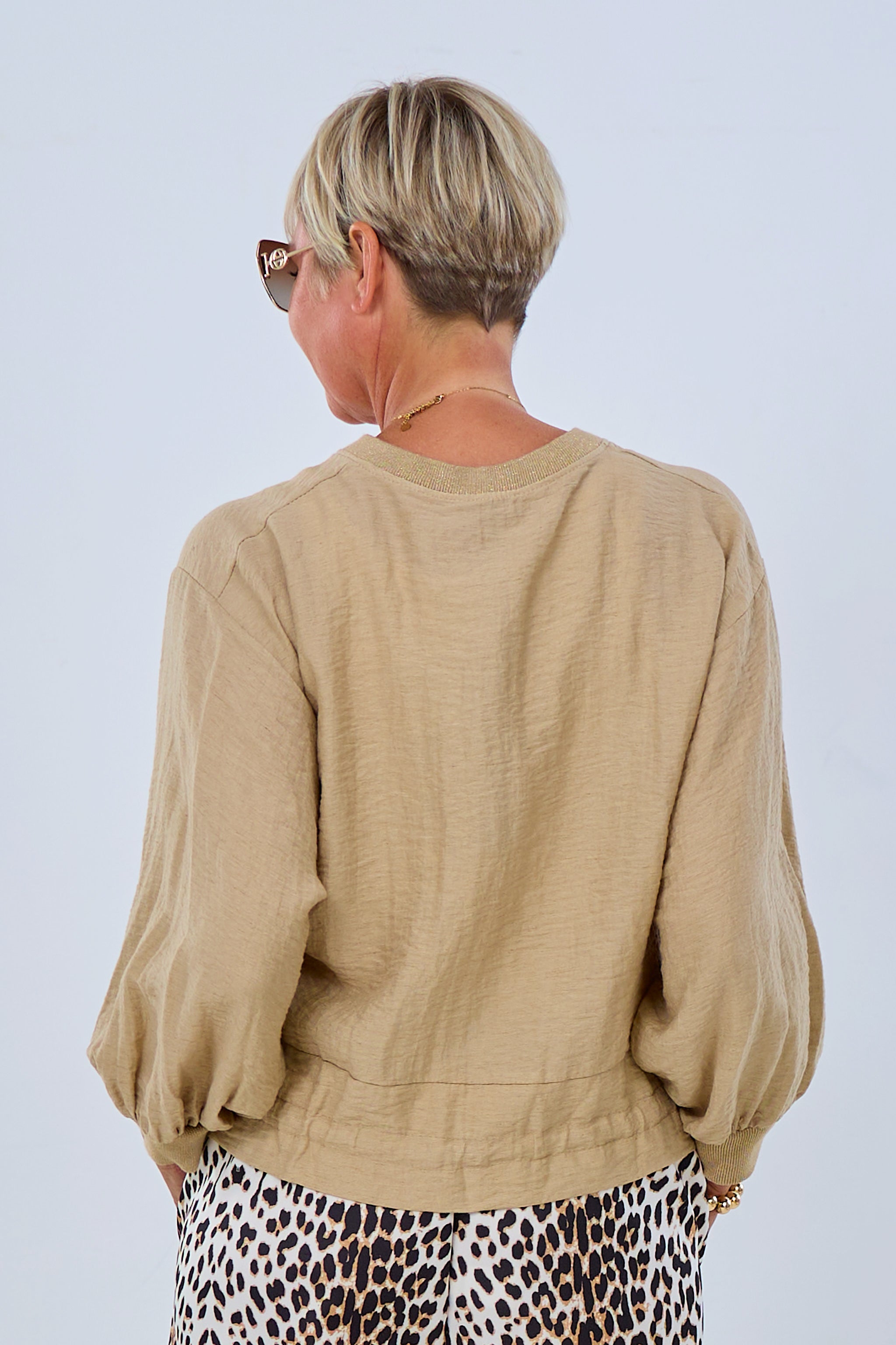 Leichter Blouson mit Kordelzug, angedeuteten Taschen und 3/4 Arm, camel light