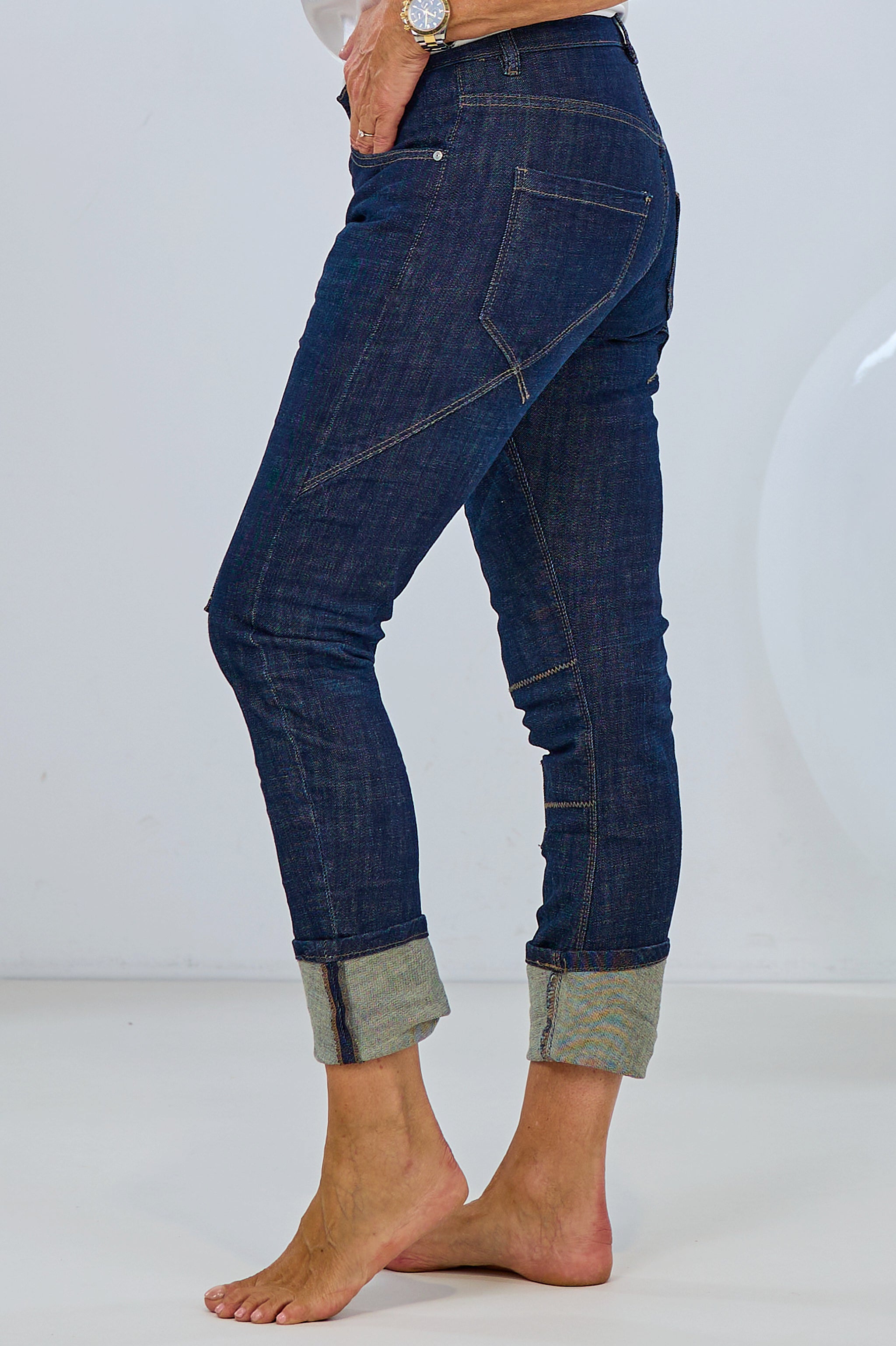 Jeans mit Jeans-Patches, dark denim