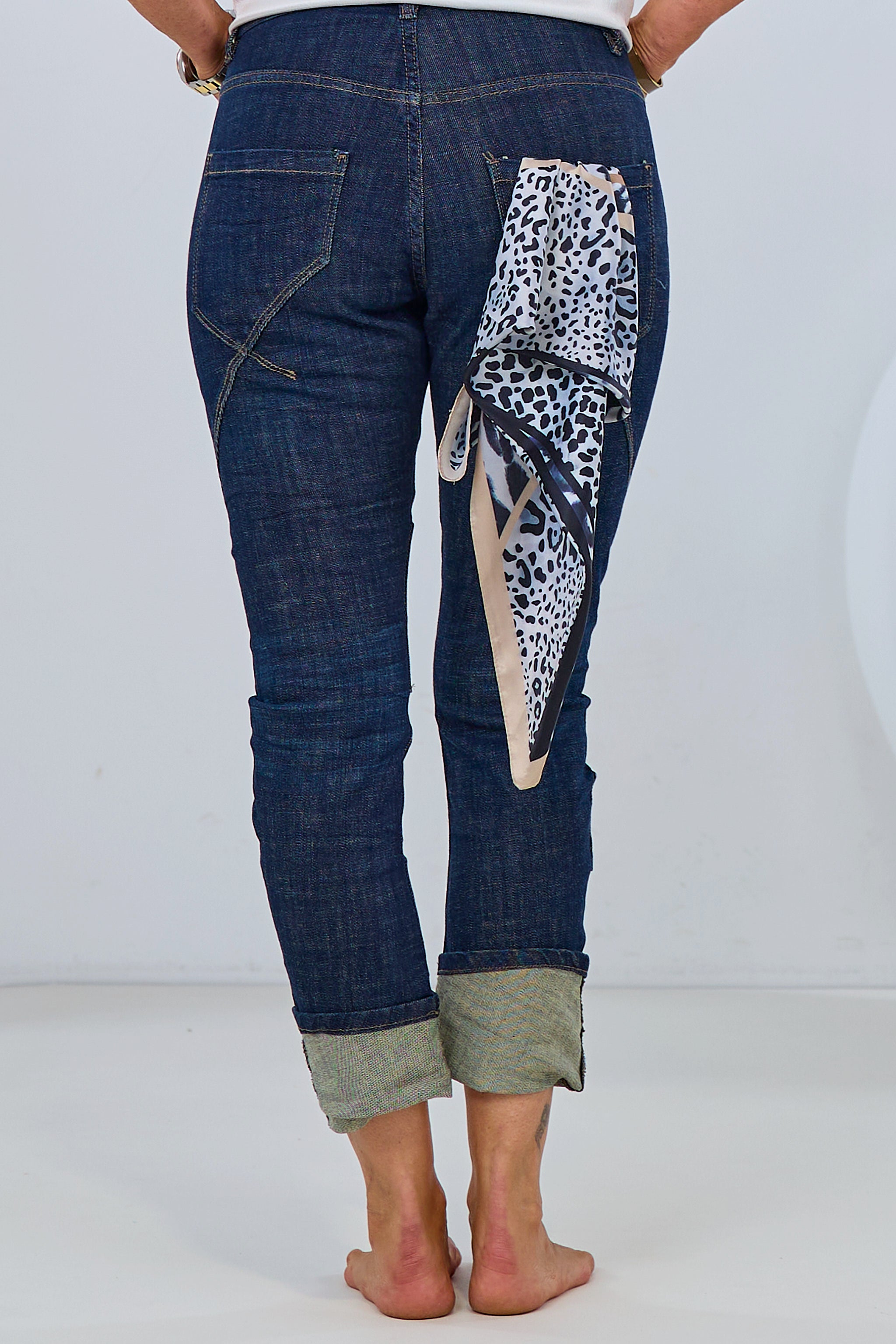 Jeans mit Jeans-Patches, dark denim