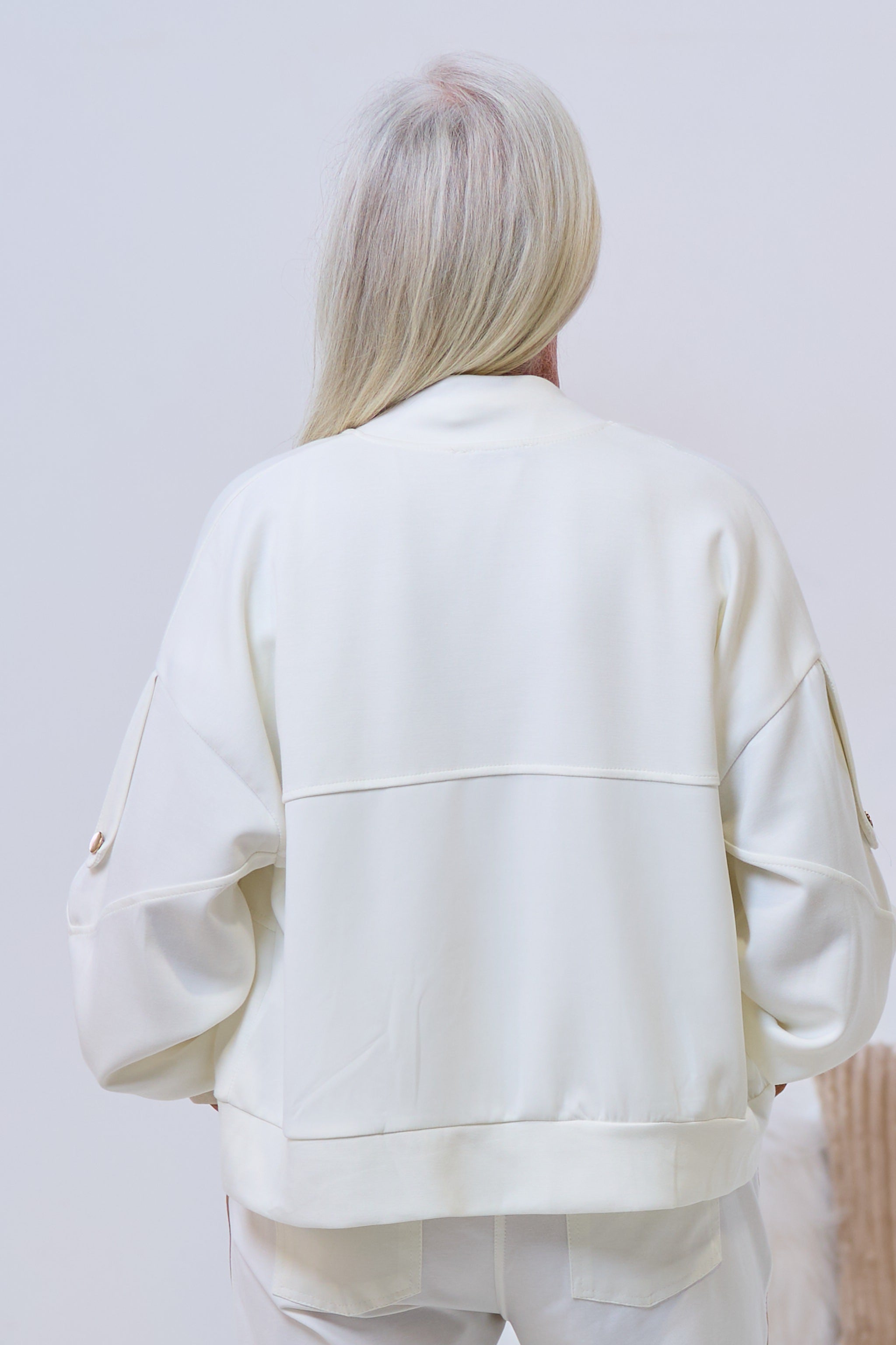 Weicher Blouson mit Reißverschluss, ecru-beige