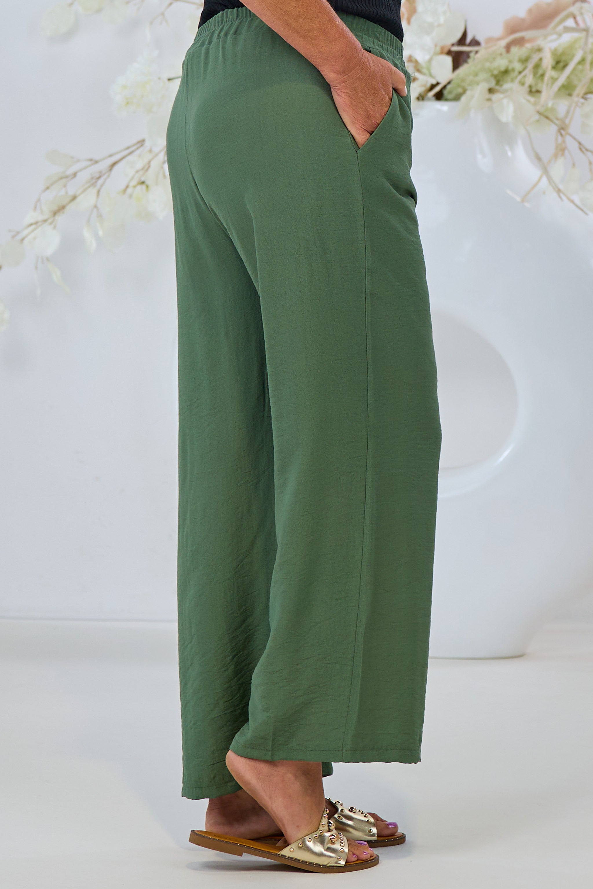 Uni Hose mit elastischem Bund, khaki