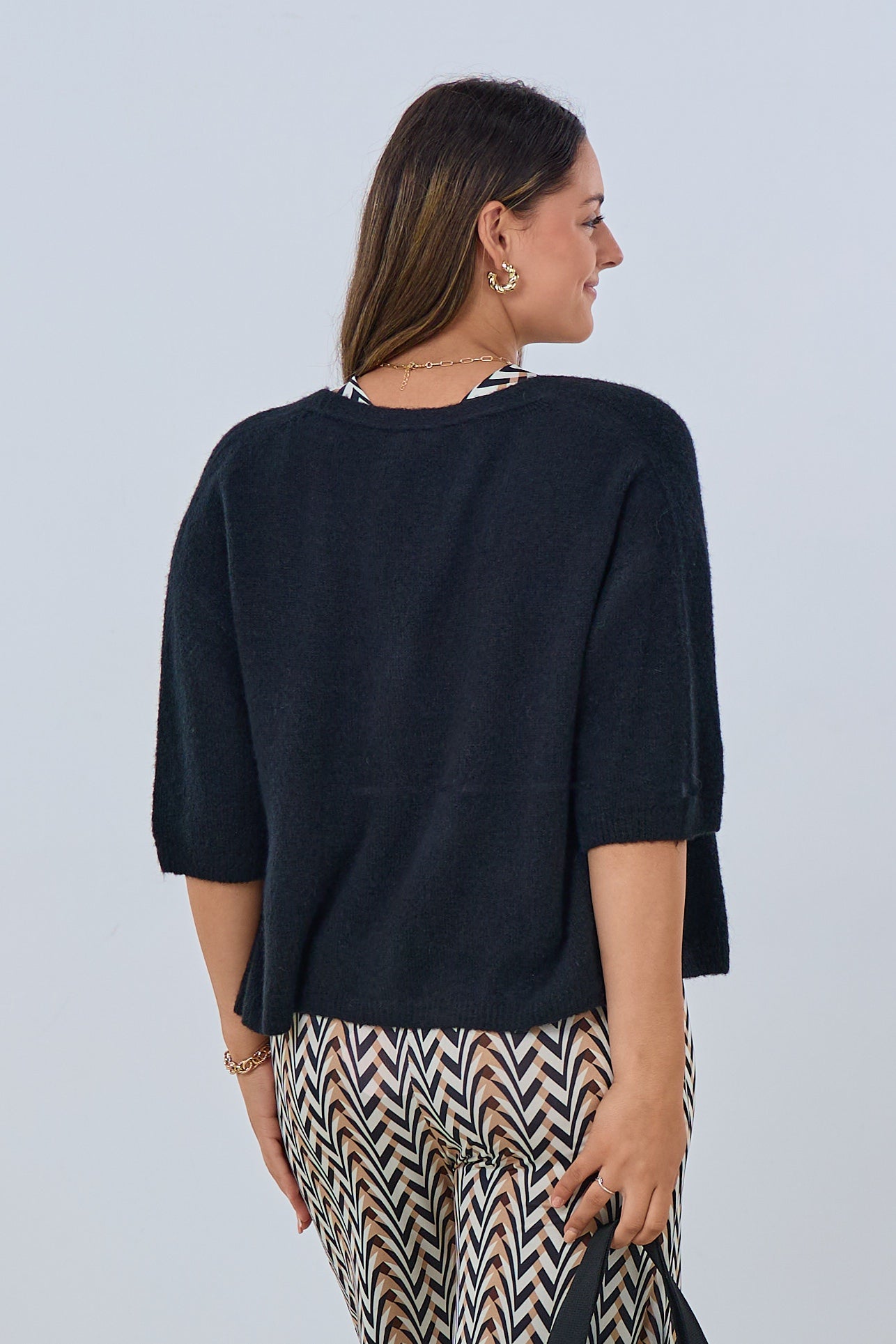 Cardigan mit kurzen Ärmeln, schwarz