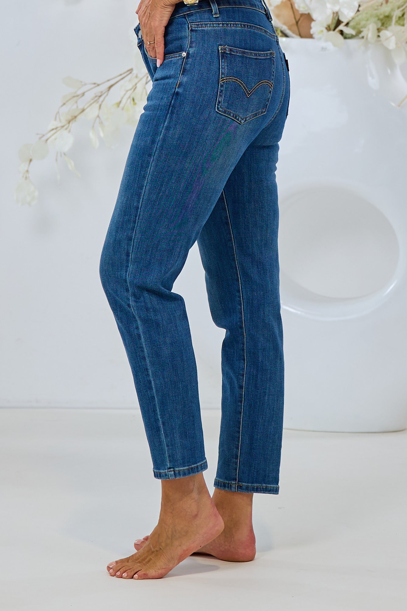 Highwaist Jeans im 5-Pocket-Style, denim