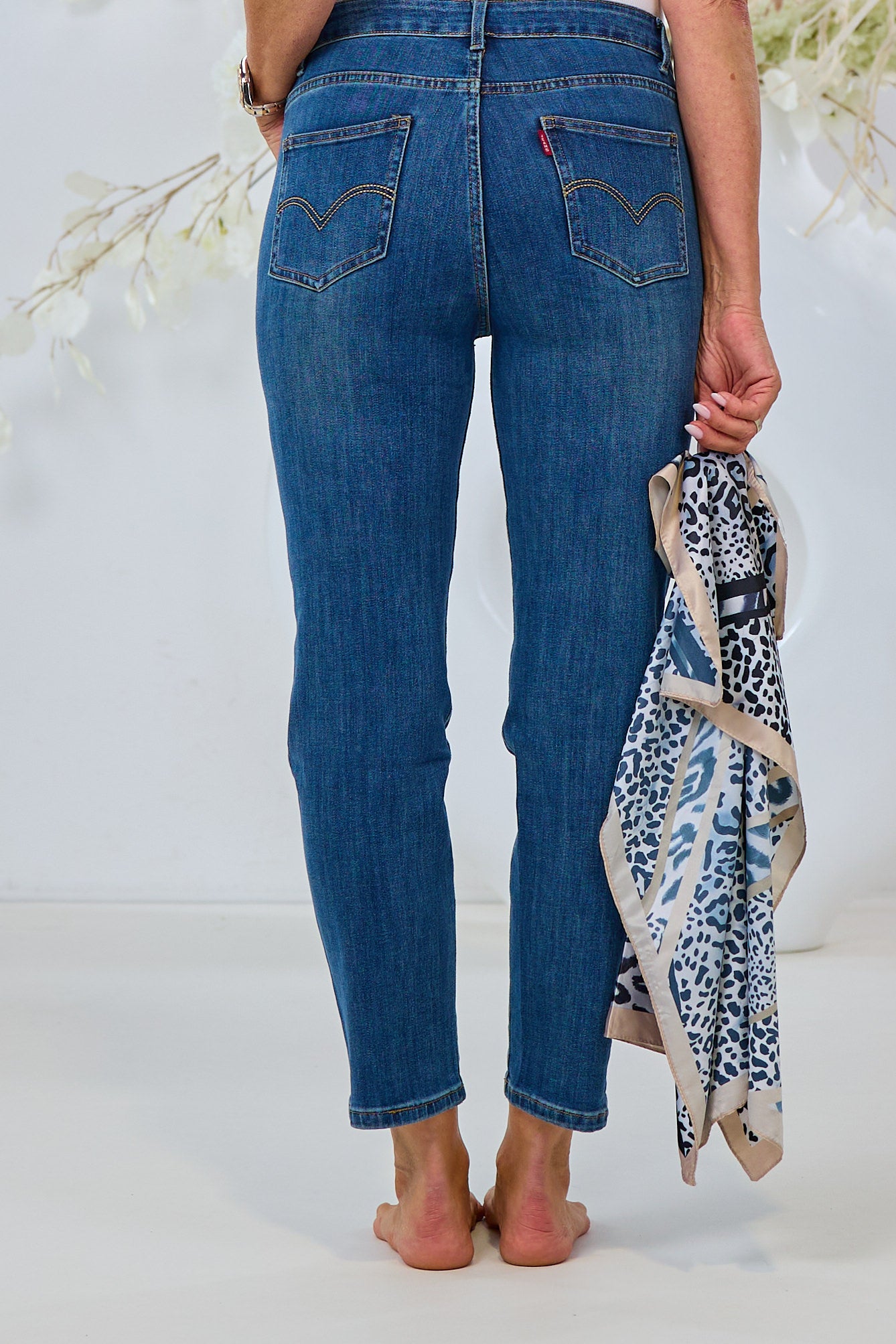 Highwaist Jeans im 5-Pocket-Style, denim