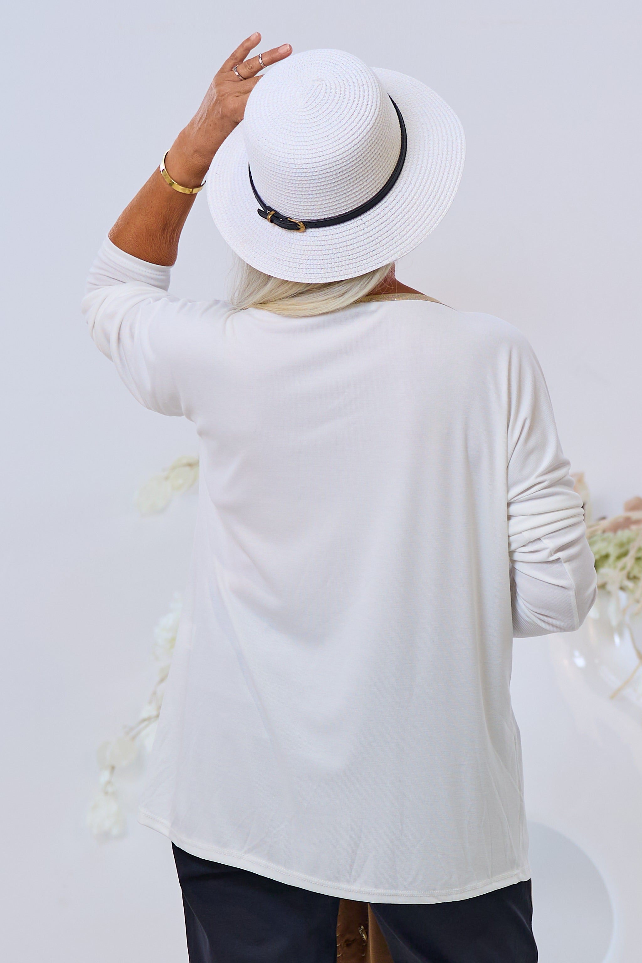 Langarm Shirt mit Glitzermotiv, ecru-gold