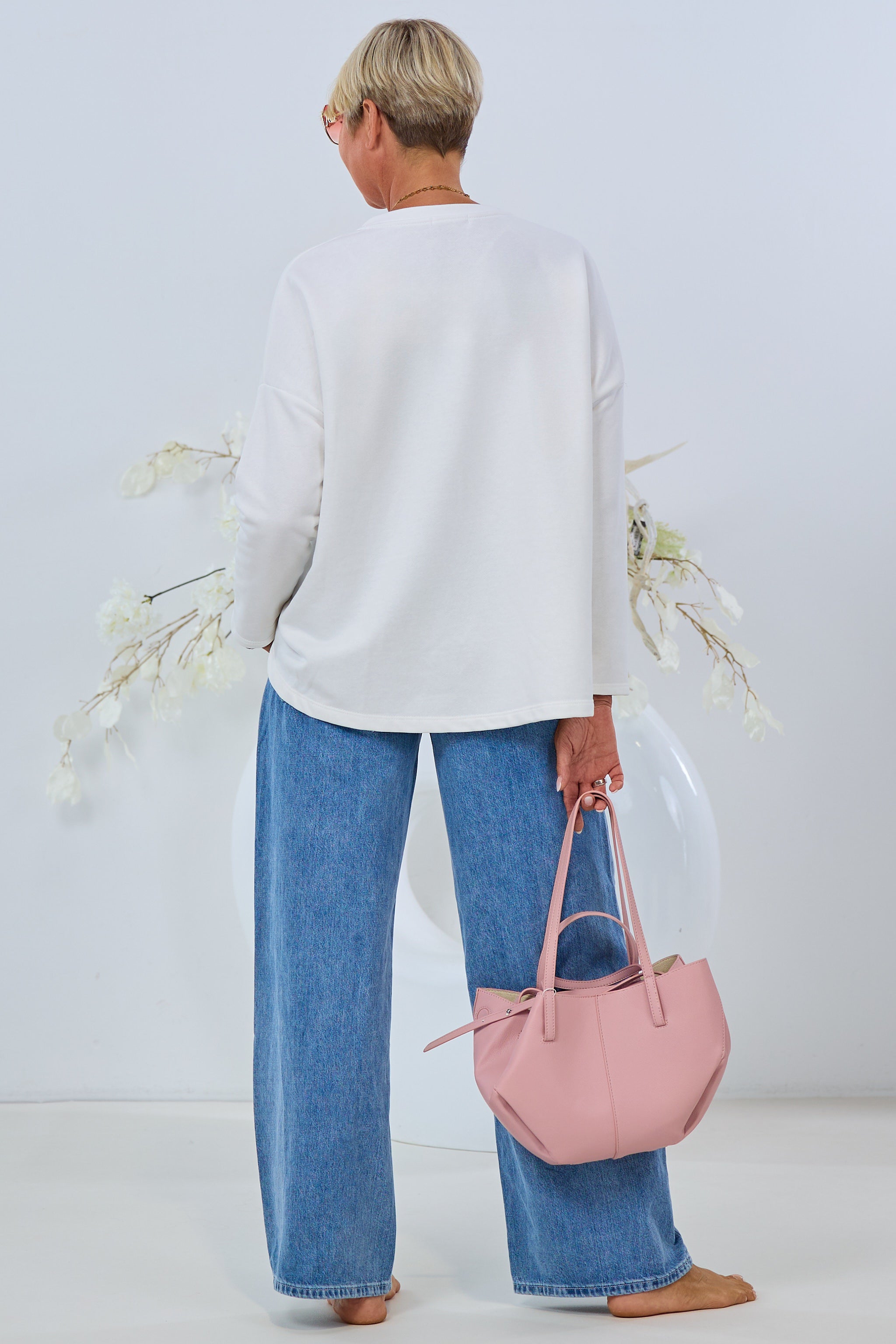 Sweaty mit Patch - LOVE, ecru-rosa