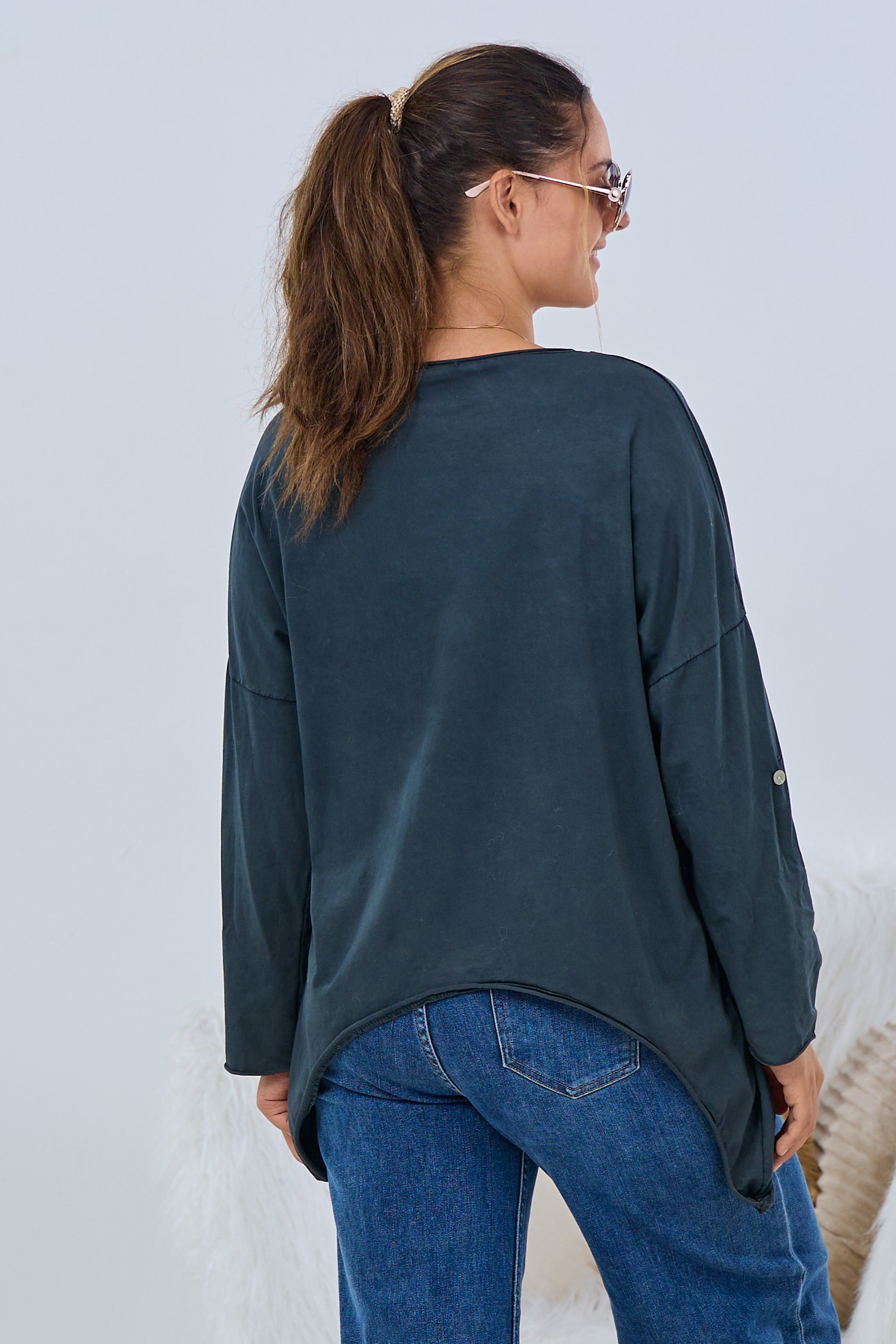 Langarm Shirt mit süßem Motiv, anthrazit