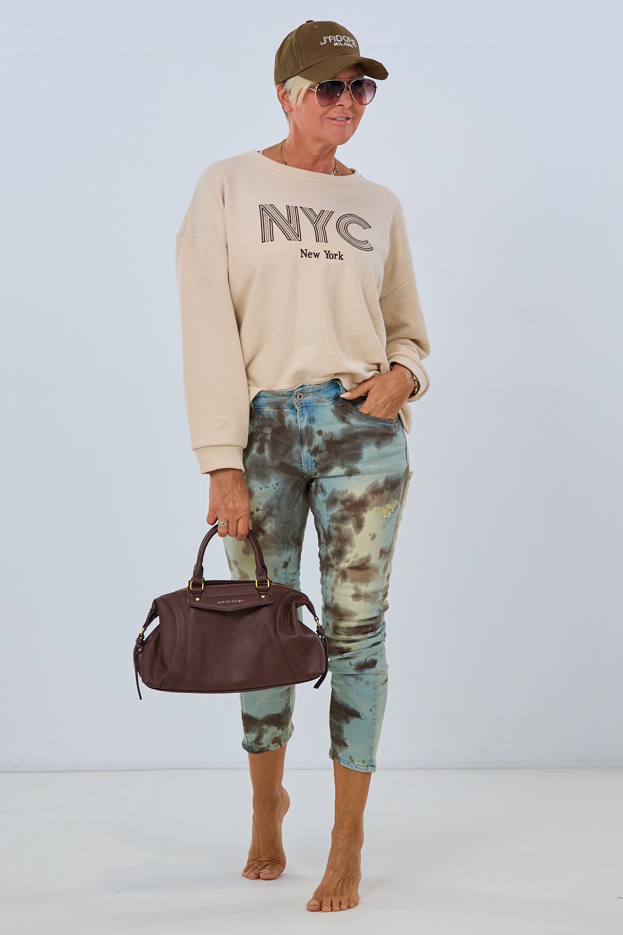 Jeans Flecki, denim-braun-sand